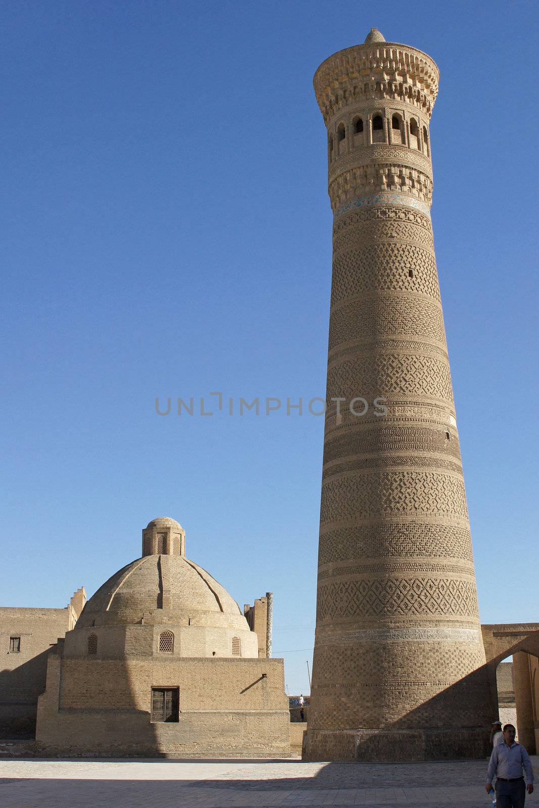 Minaret of Mosque Kalon, worth point of seeing in Bukhara, silk road, Uzbekistan, Asia