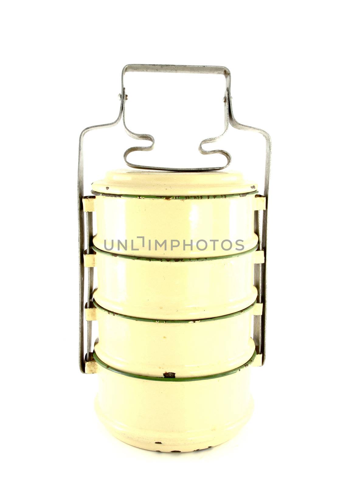 Metal Tiffin, Food Container On White Background by geargodz