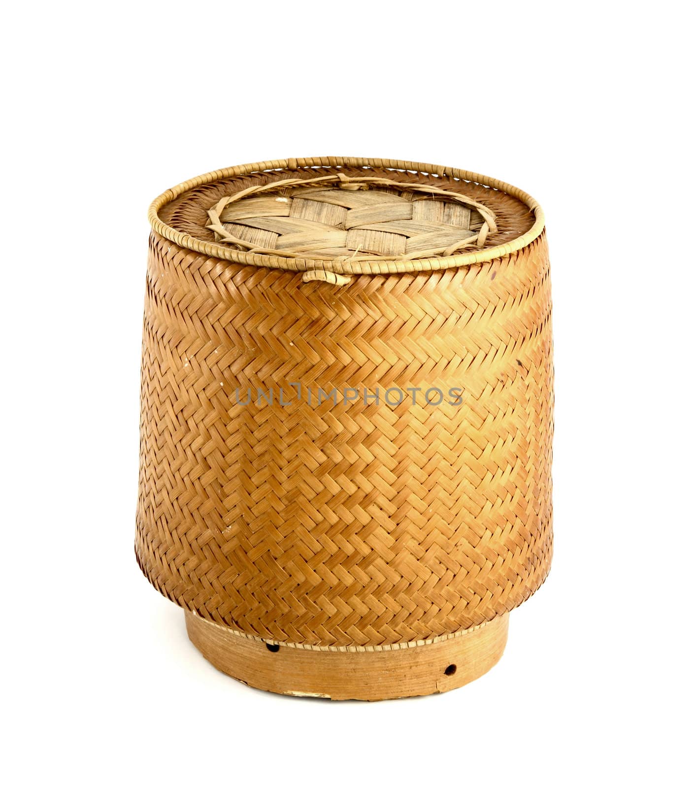 a bamboo wooden old style box for sticky rice