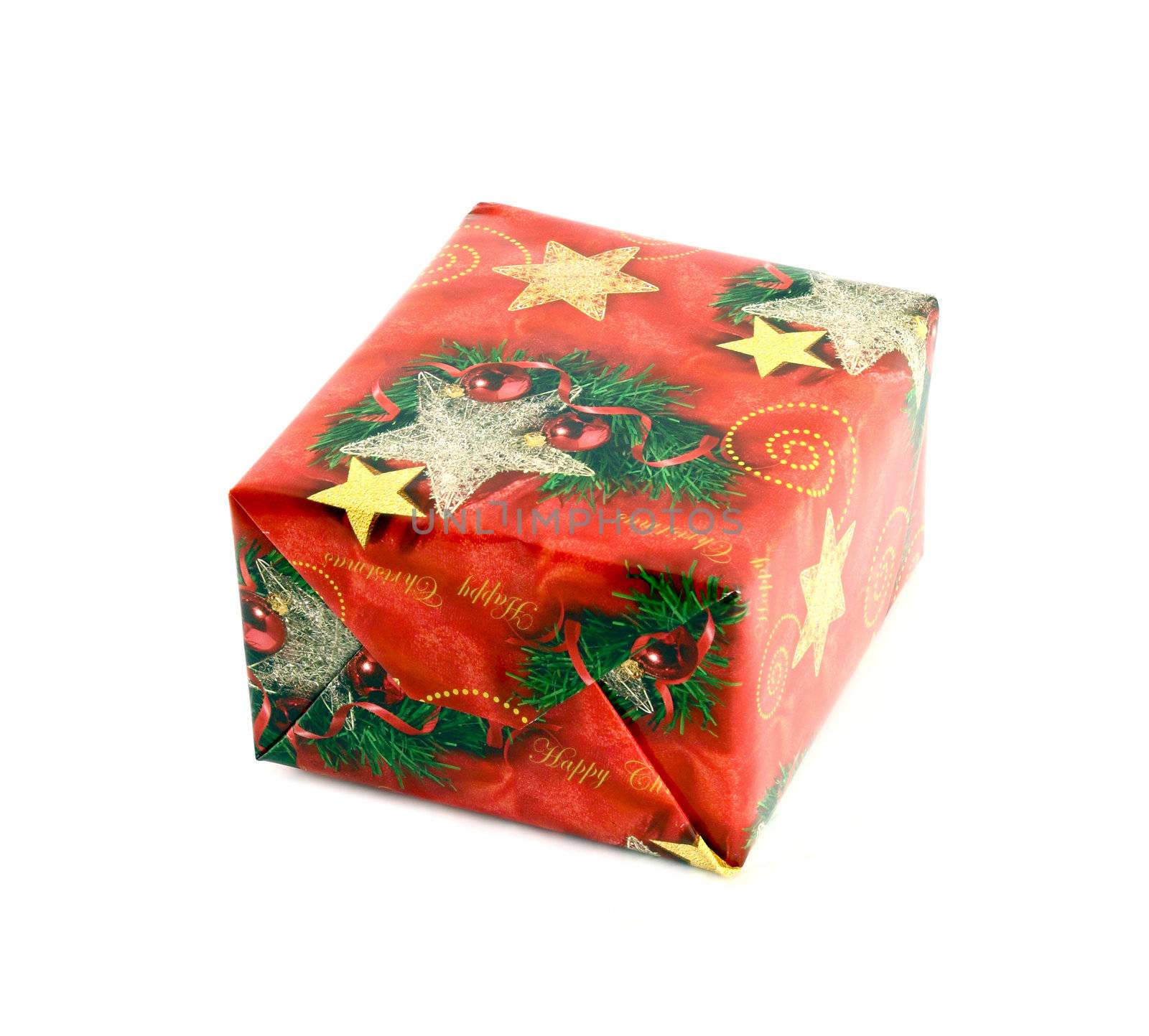 Christmas gift box on white background by geargodz