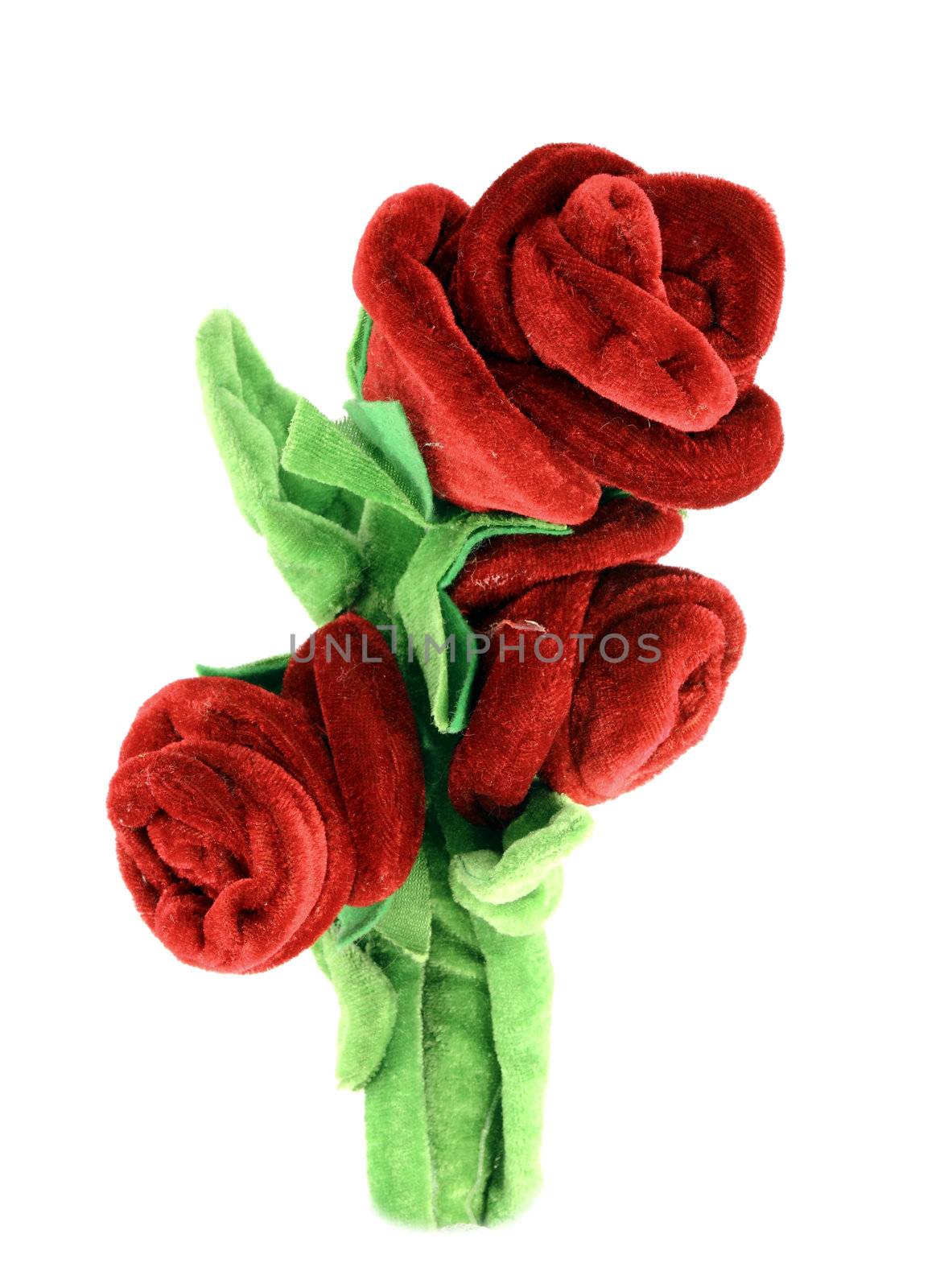 Rose made from wool fabric on white background by geargodz