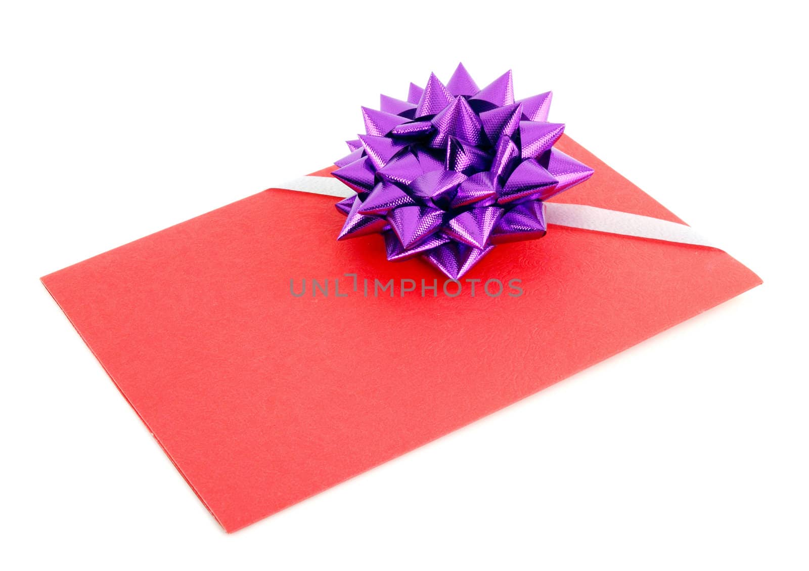 gift card with violet ribbin bow on white background by geargodz