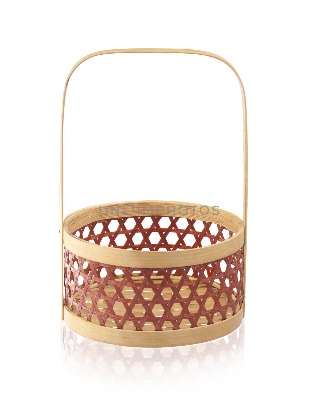 Empty bamboo basket isolates on white