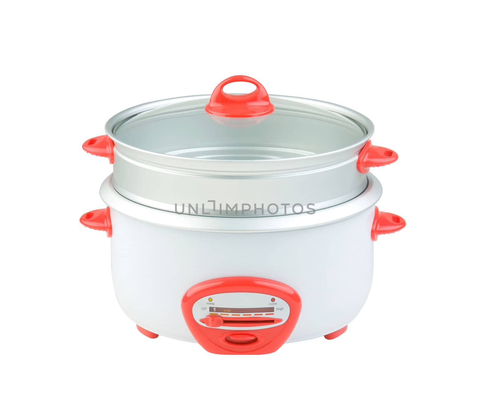 double tray electric steaming pot for cooking food, isolated