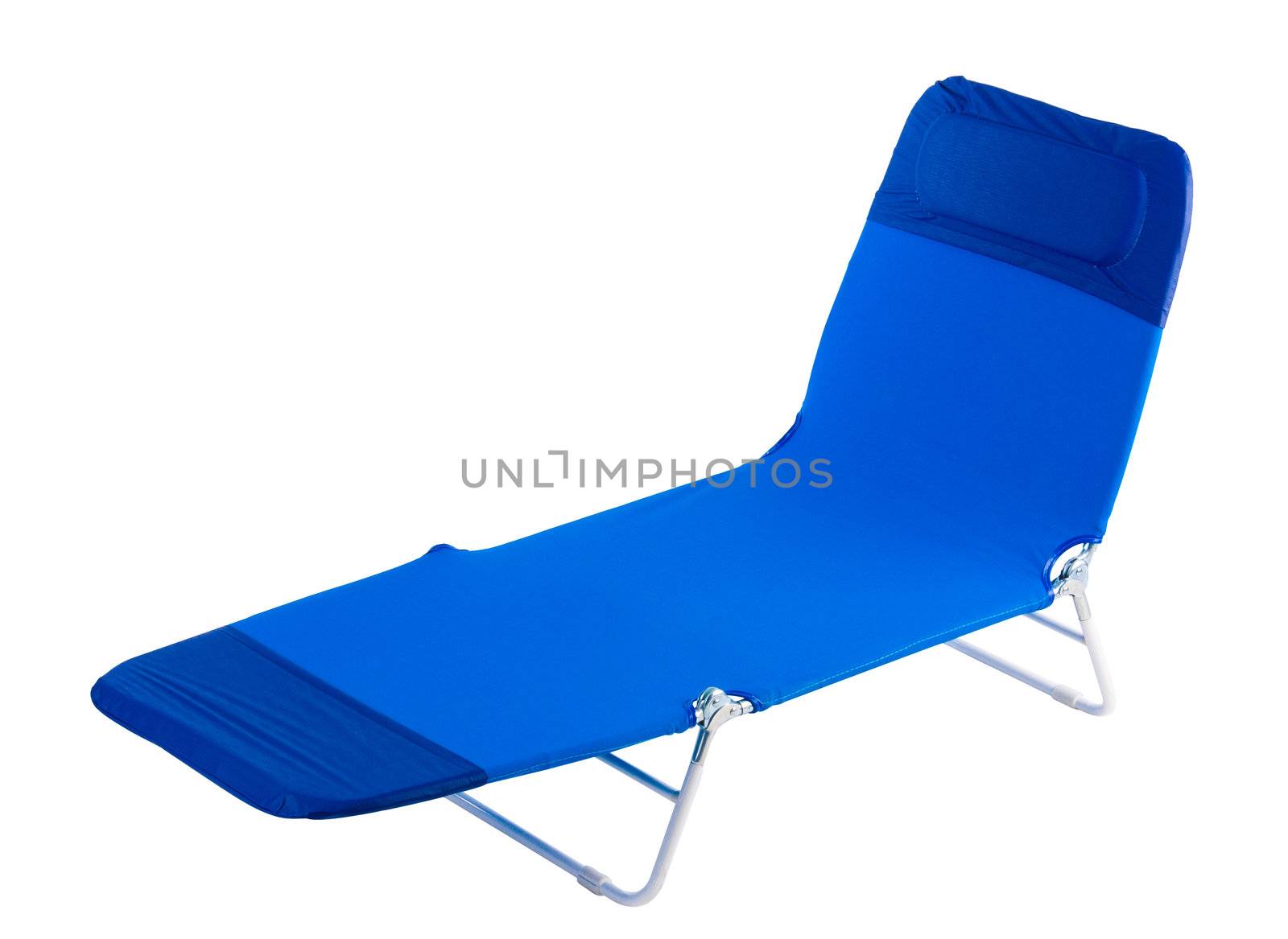 Relaxing chair in blue color isolated on white 