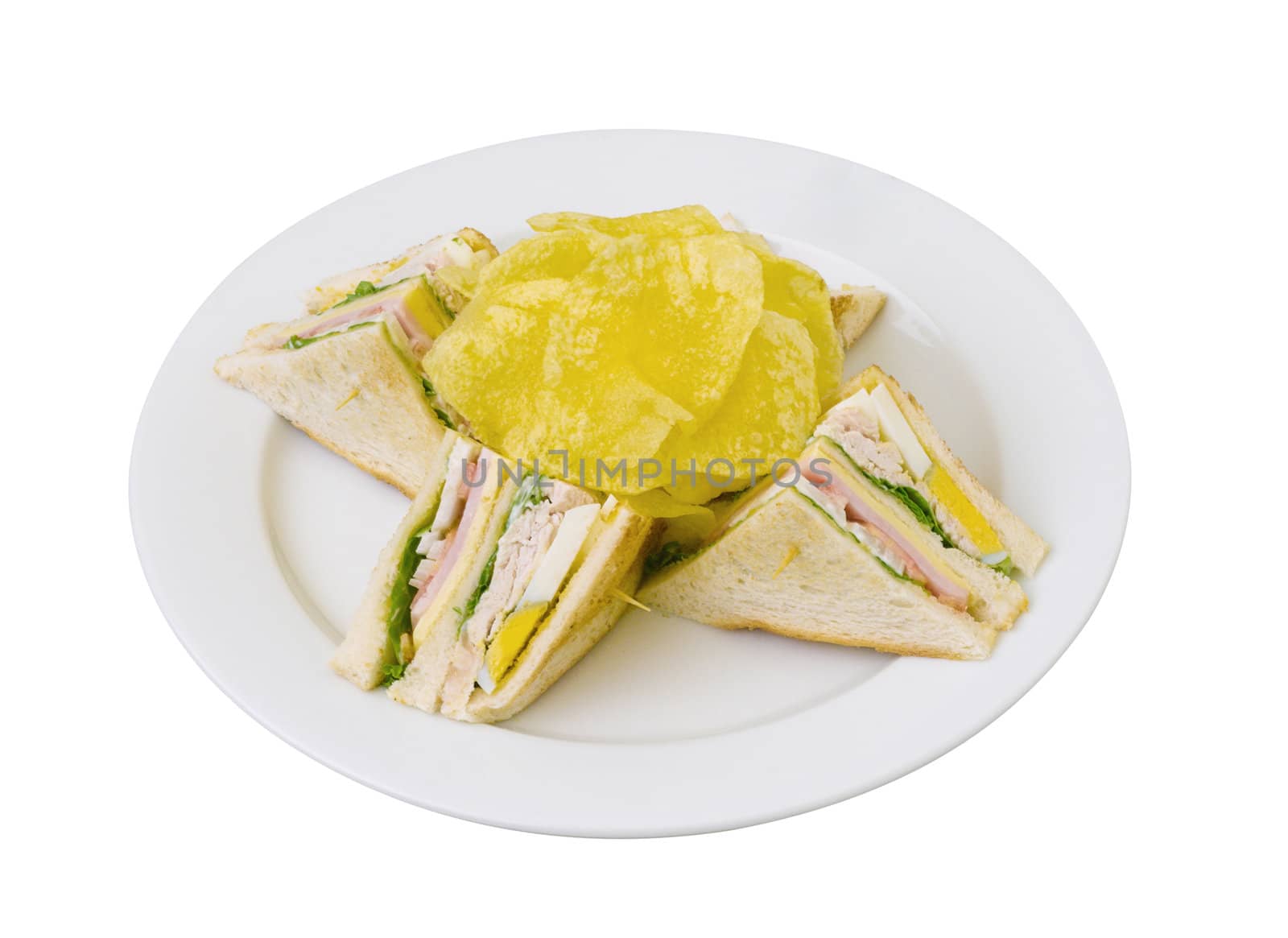 A tasty of club sandwiches isolates on white  