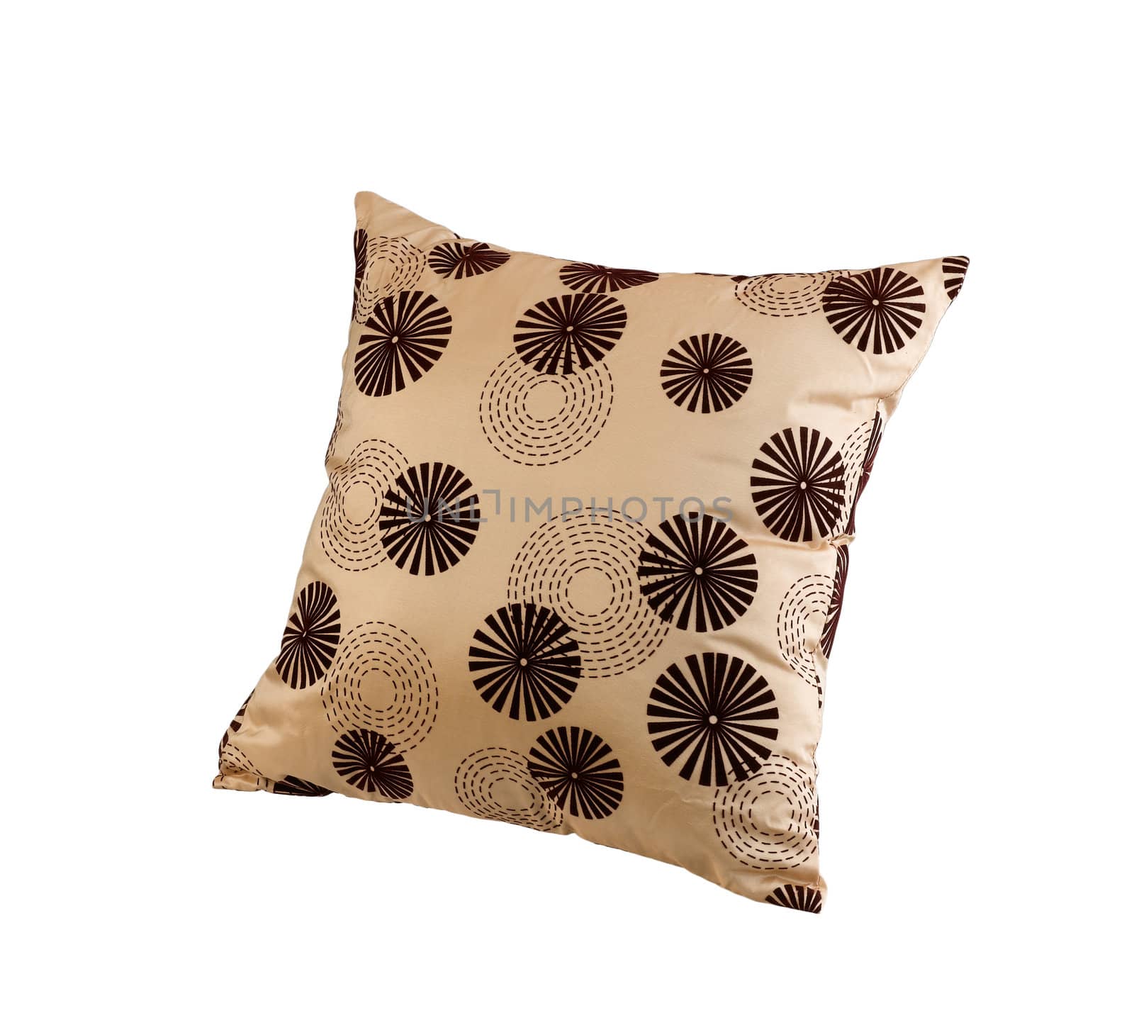 Beautiful light brown pillow in flower blossom pattern graphic design
