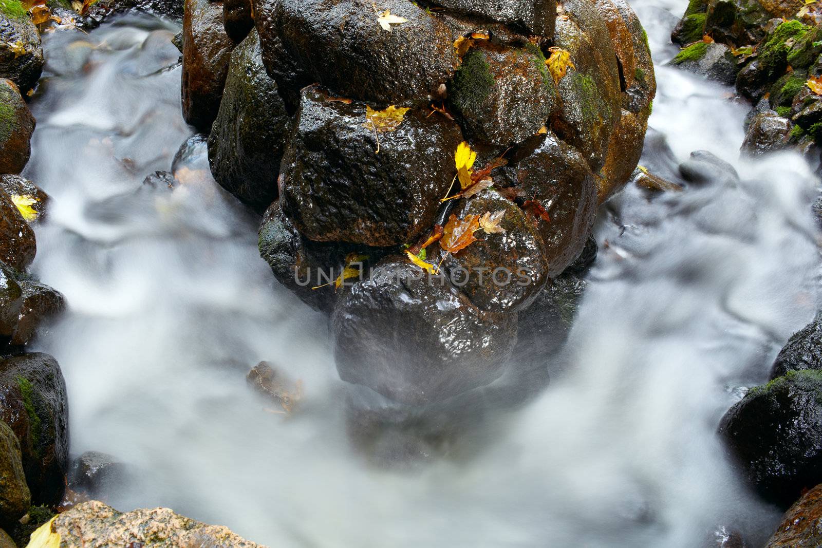 Water and stone shot with long exposure.