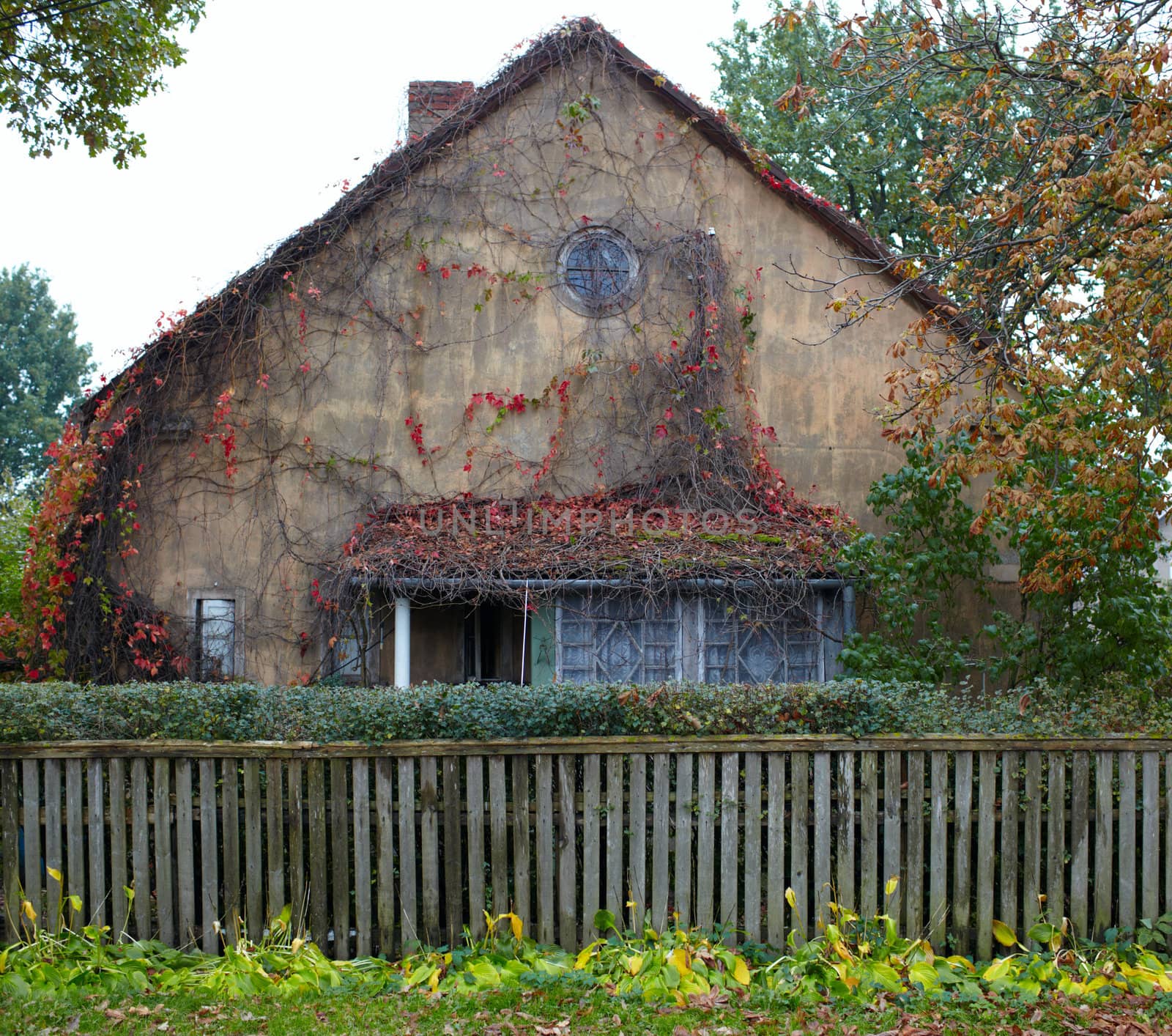 Old deserted scary country house.