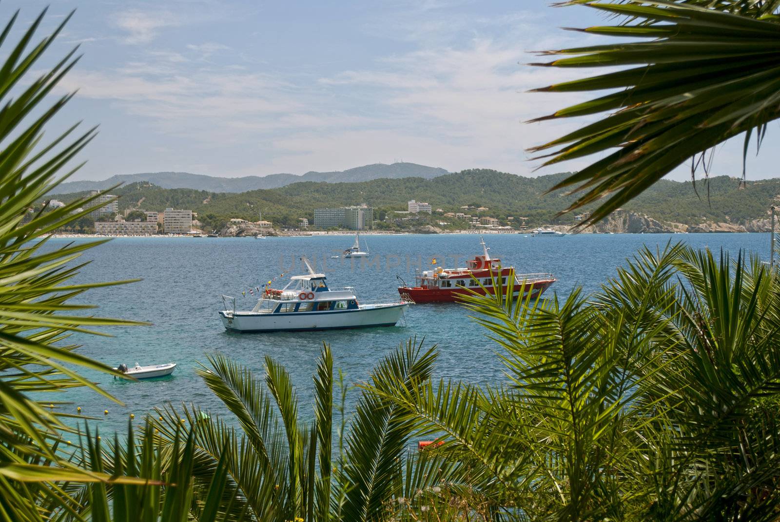 View of the ocean and yachts, Majorca, Spain