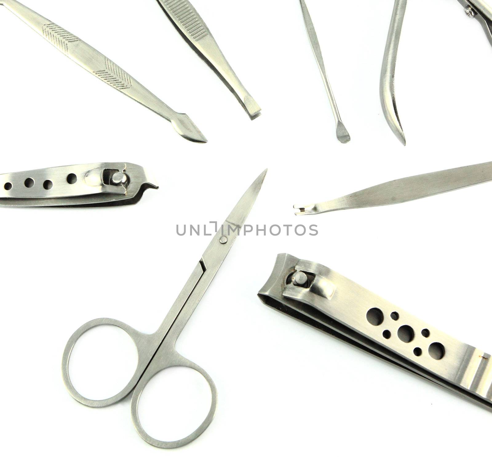 Set for manicure on a white background