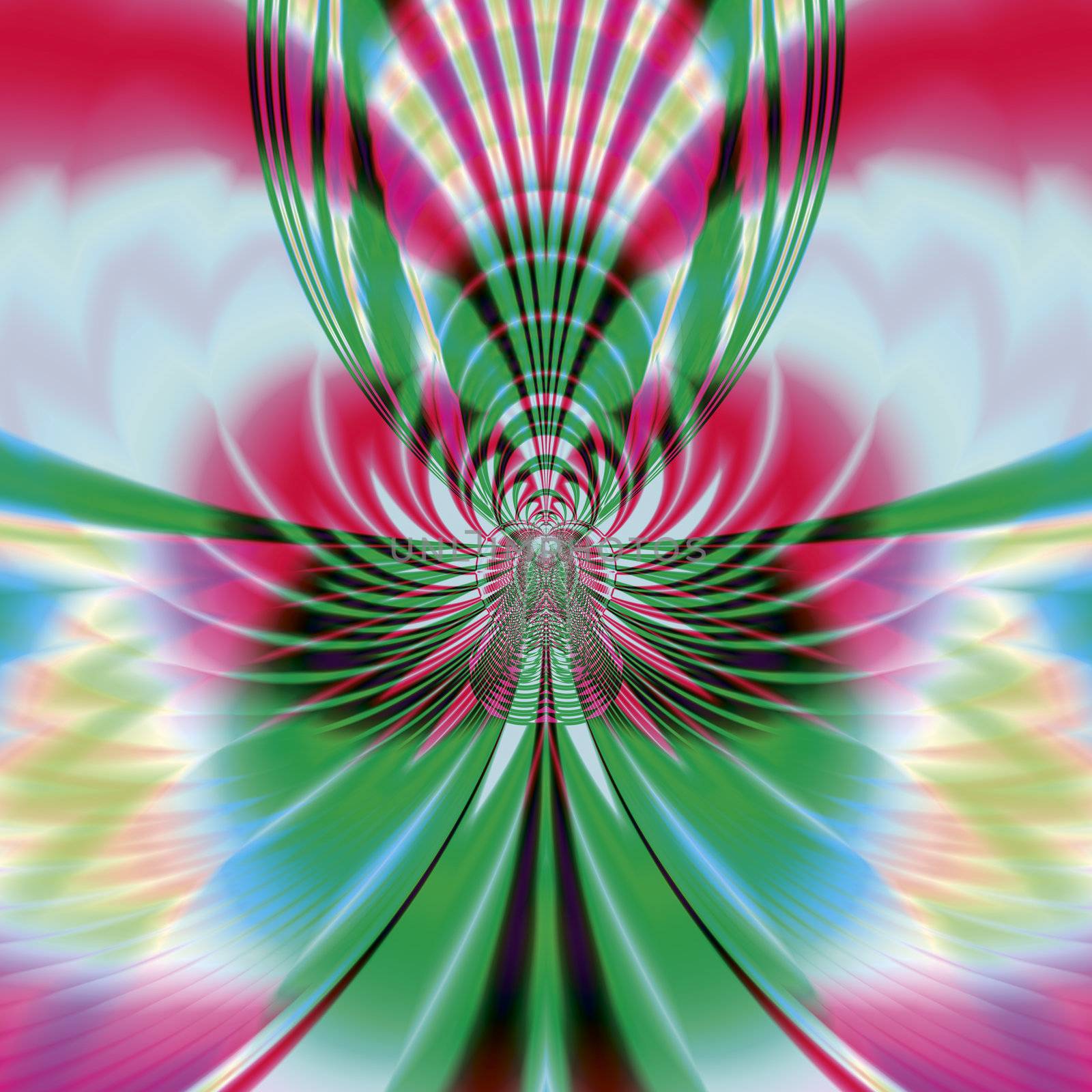 Bright and funky fractal design, abstract art, butterfly.