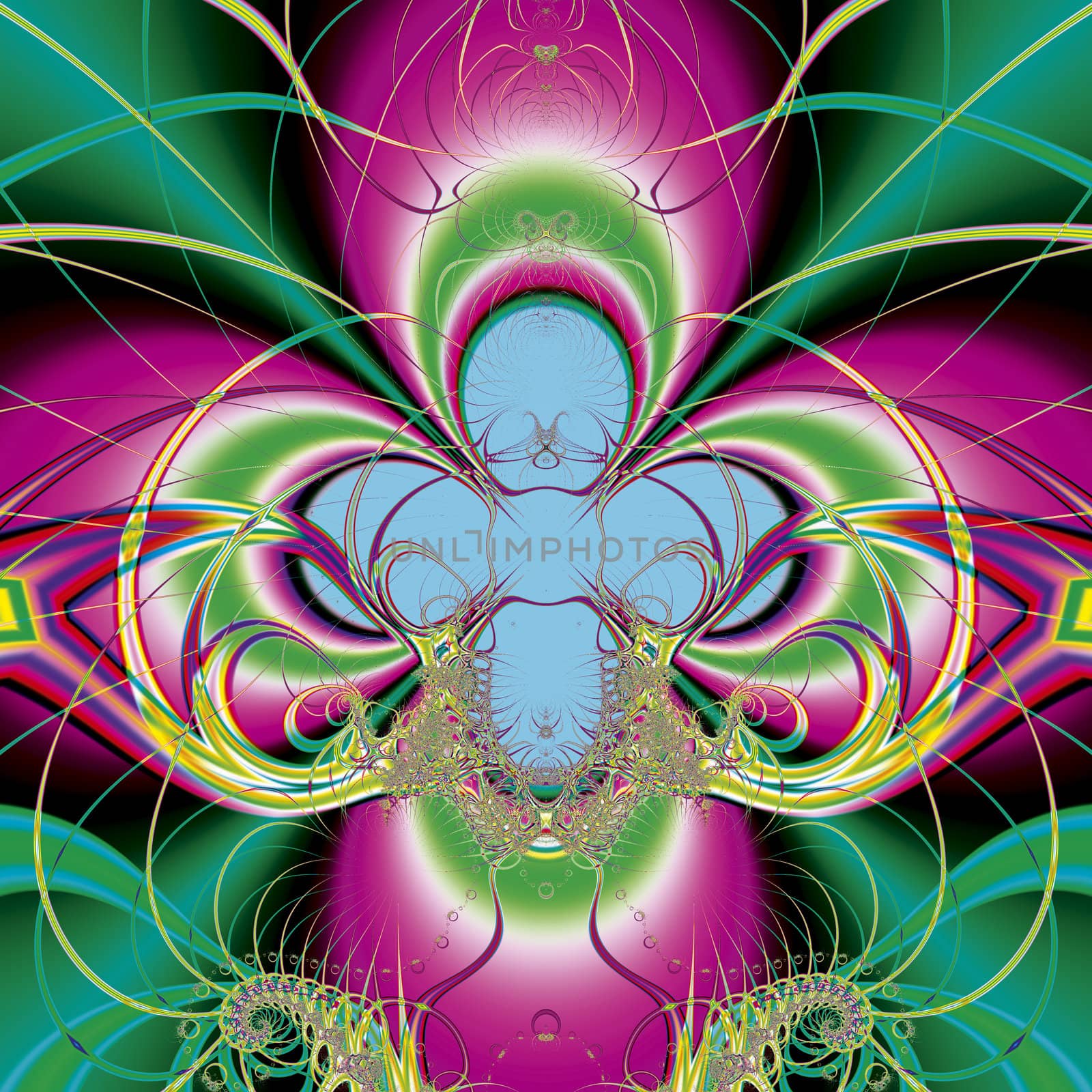 Bright and funky fractal design, abstract art, fleur-de-luce