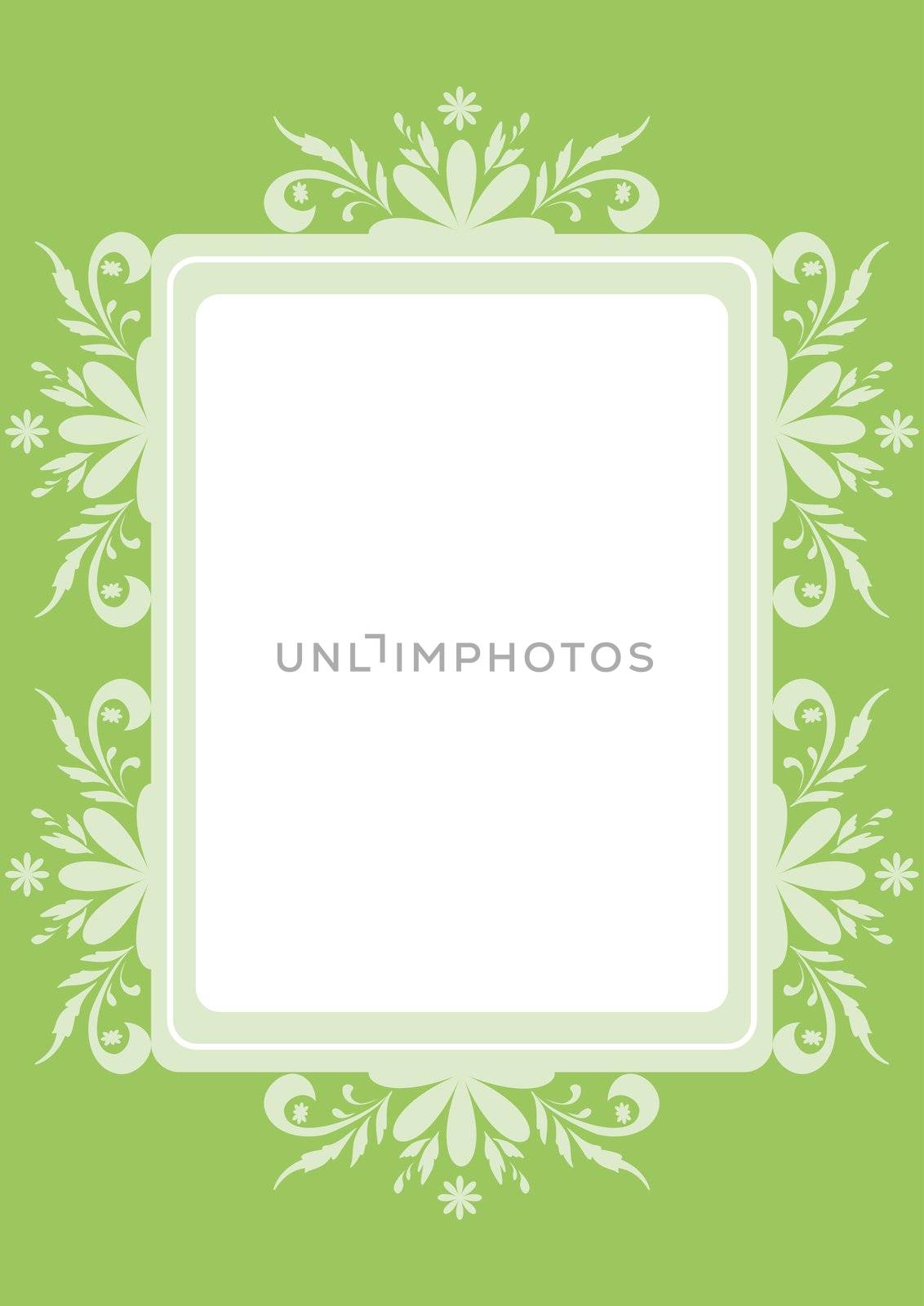 Abstract floral background with flowers silhouettes and frame.