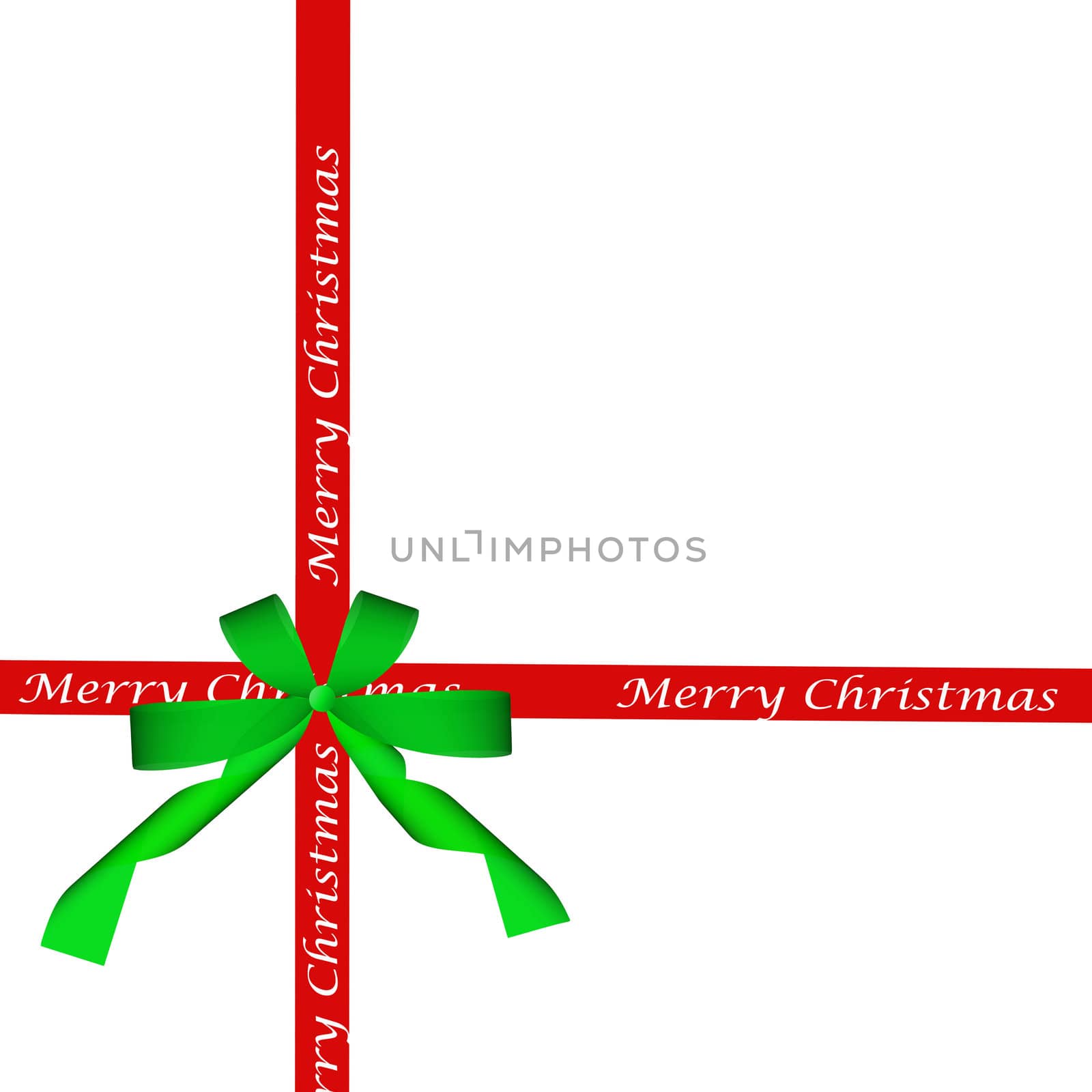 Green bow and red christmas ribbon isolated by ozaiachin