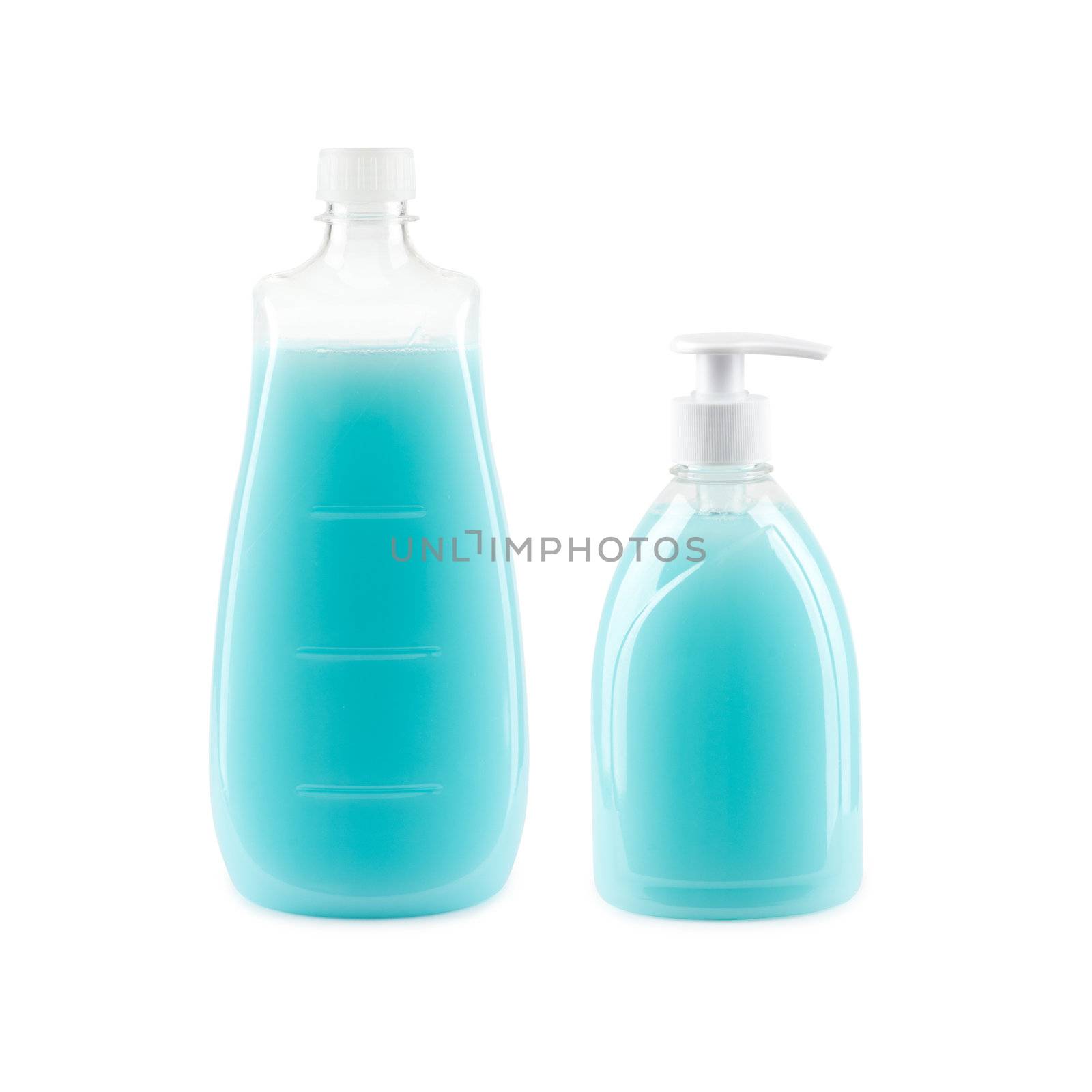 Two bottles with liquid soap by ozaiachin