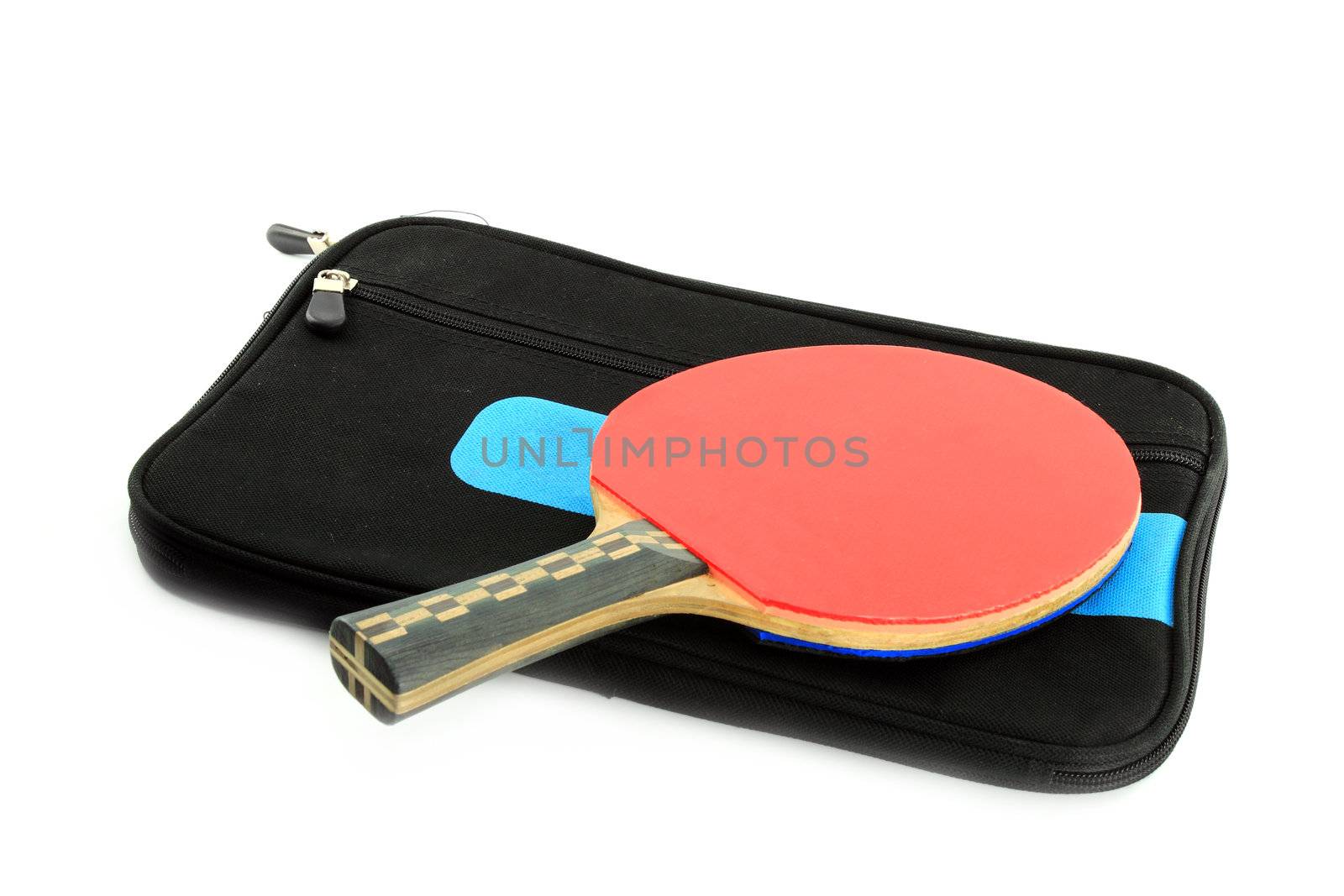 Table tennis racket and case on white blackground by geargodz