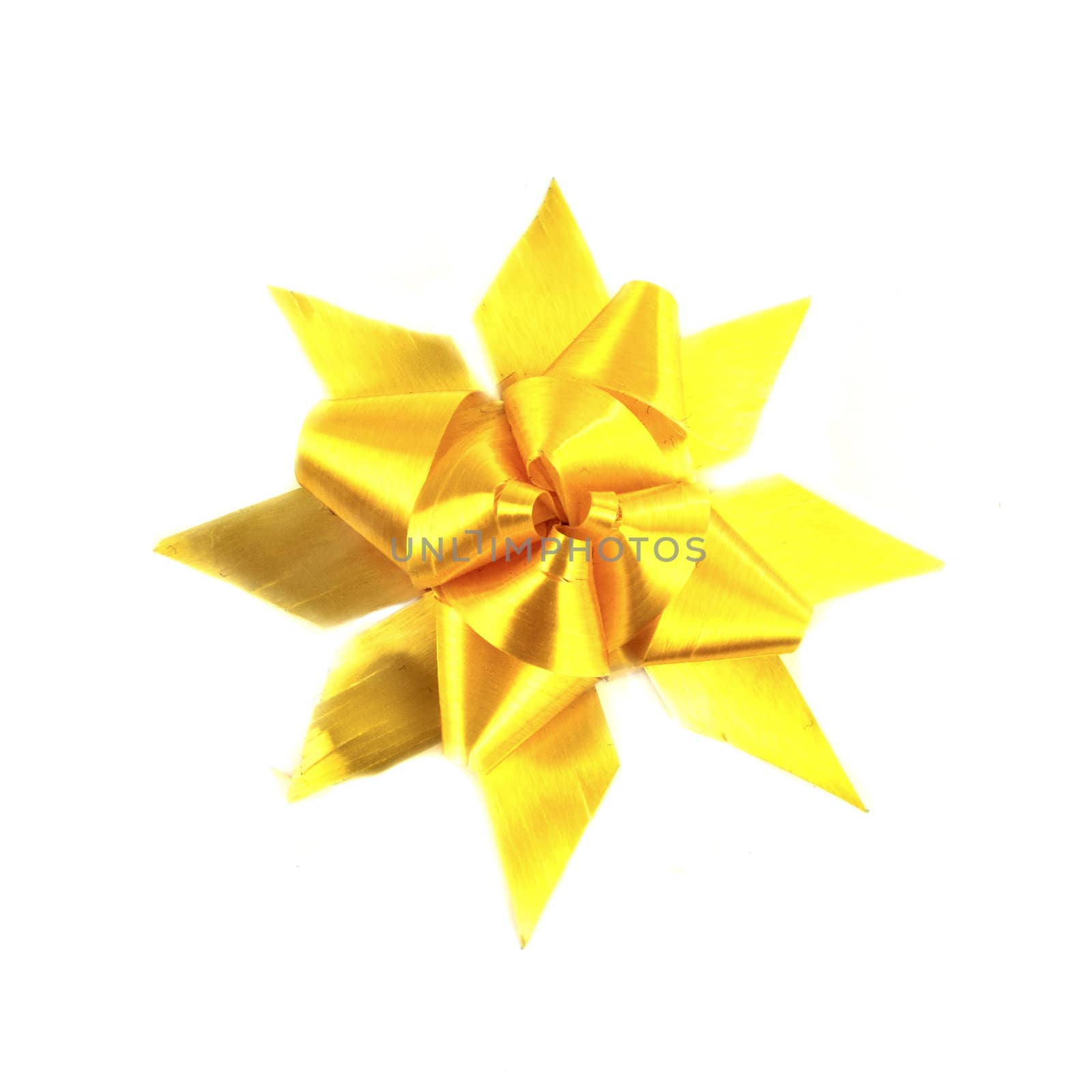 yellow gift bow isolated on white background by geargodz