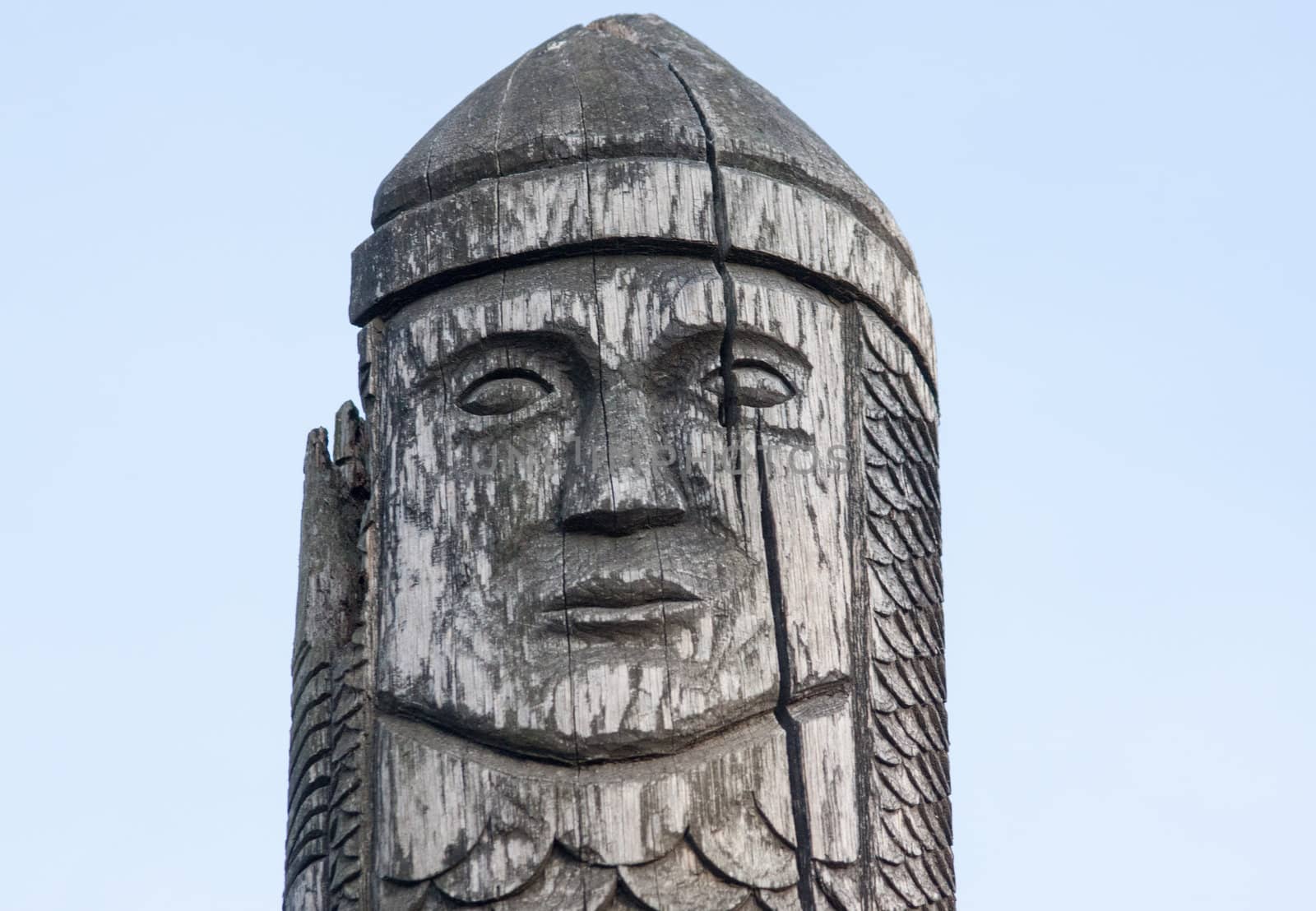 wooden statue of the ancient pagan god. Dubno, Ukraine