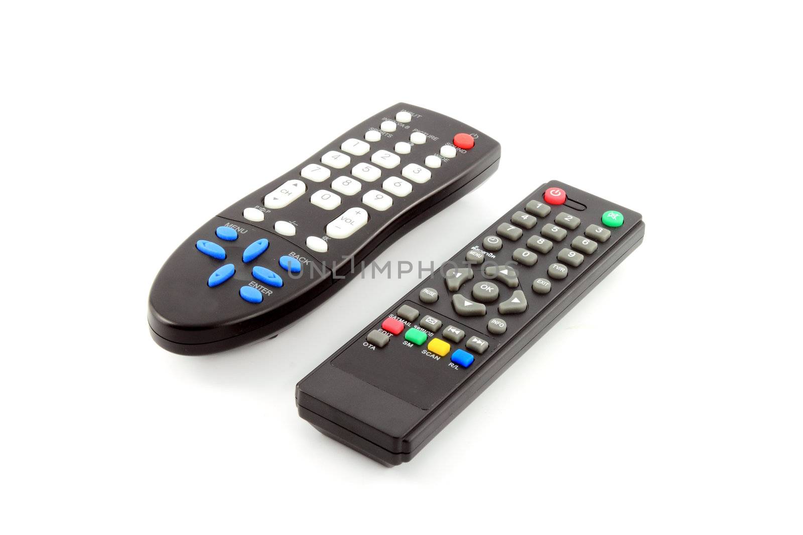 TV remote control on a white background by geargodz