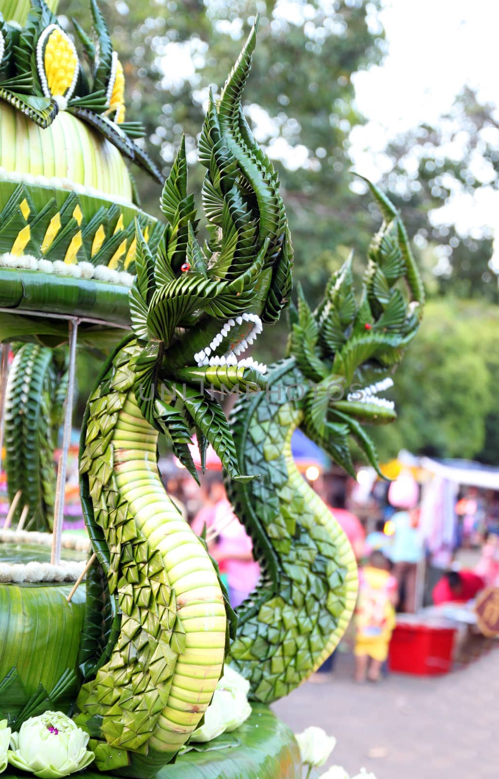 King of Nagas made from banana leaf , Loy  kratong festival, Thailand