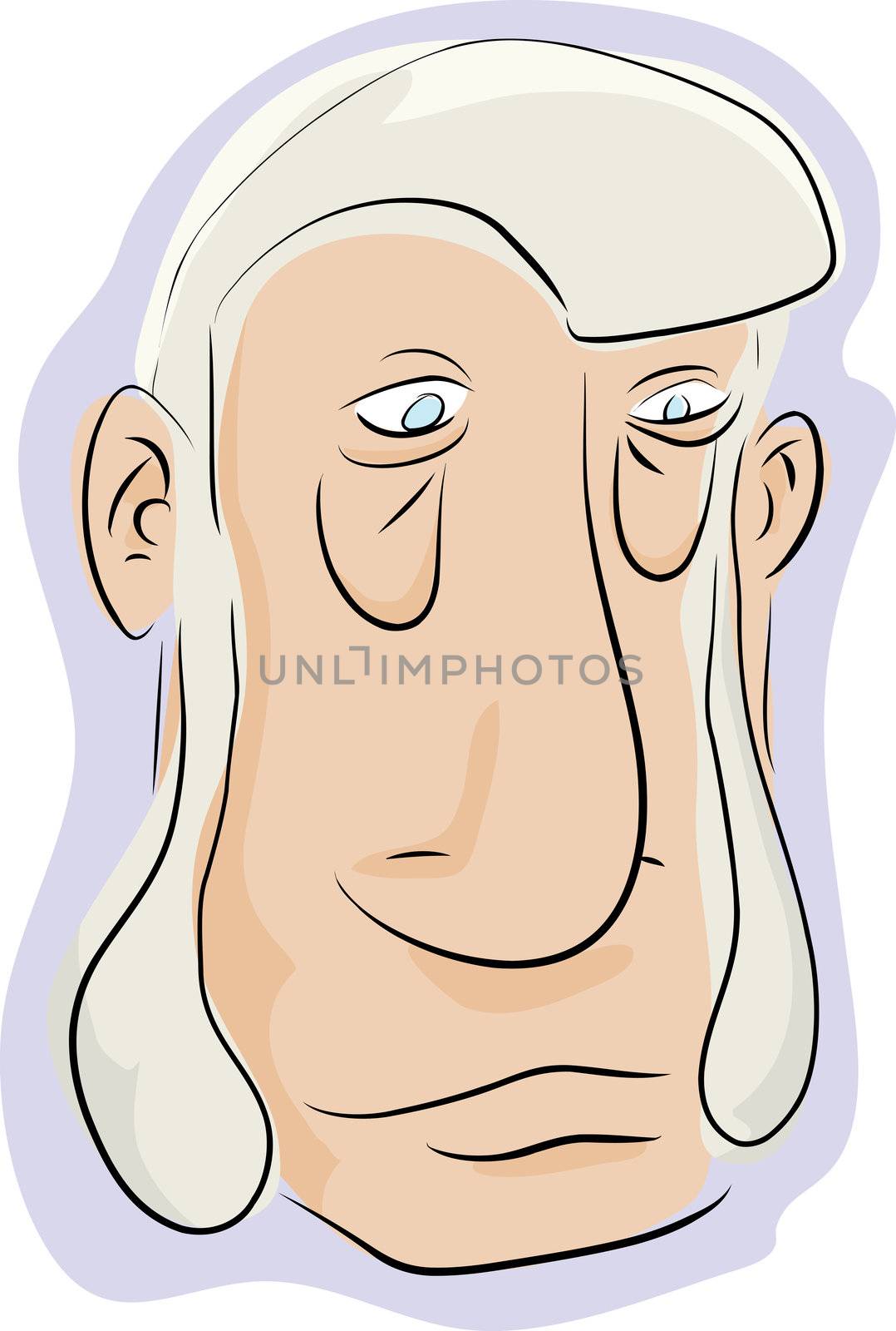 Caricature of man with beard sideburns over white background