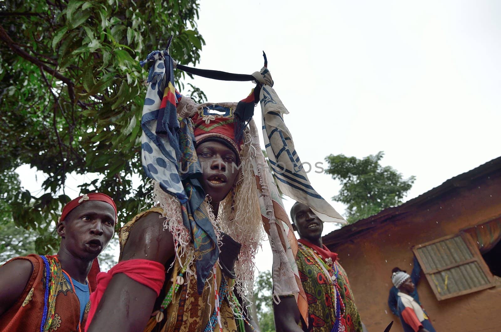 Kartiak,Senegal-September 18,2012 :people dance in the ritual of Boukoutt of Initiation ceremony on September 18, 2012 in Kartiak, Senegal. The ceremony occurs every 30 years and celebrates boys becoming men.