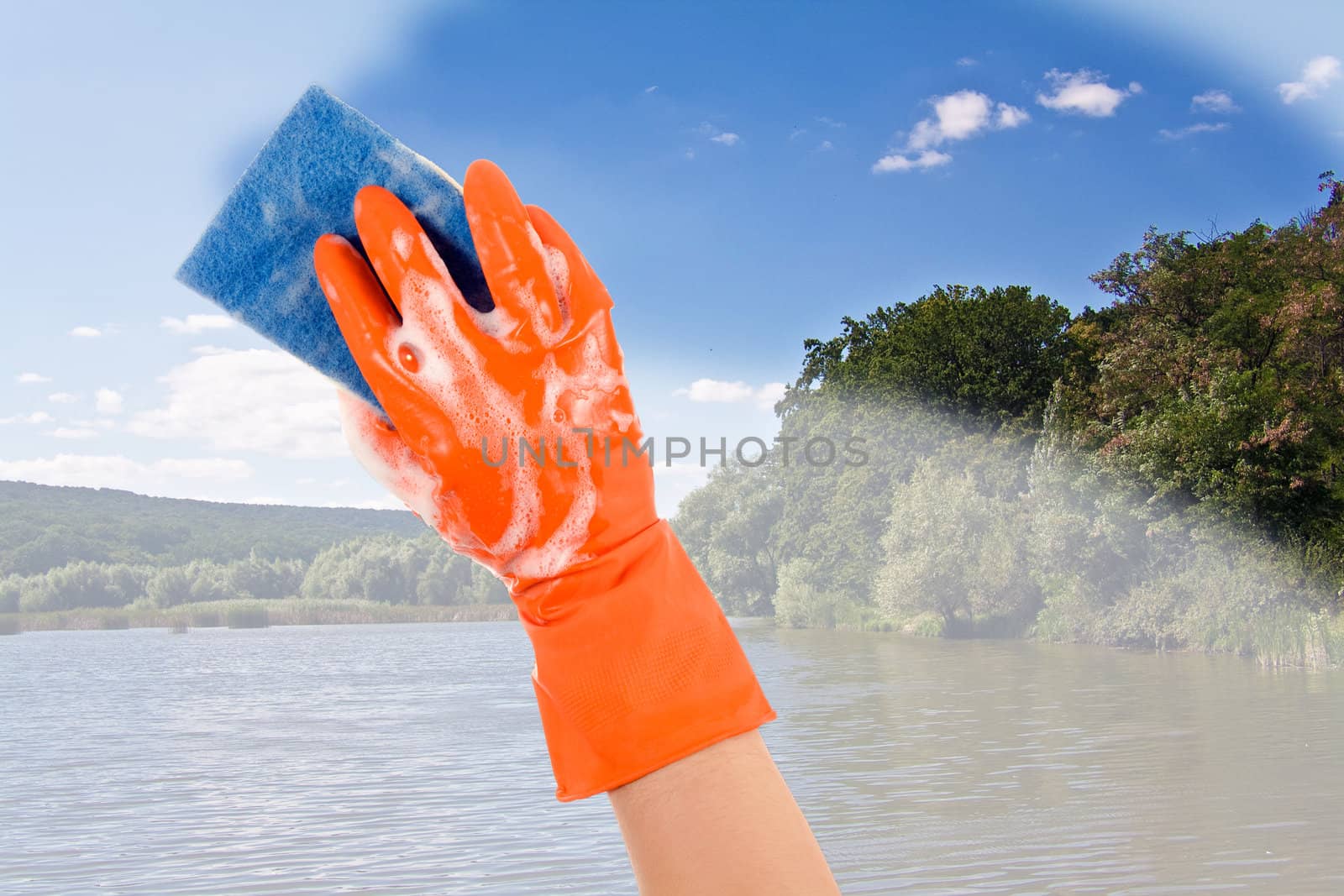 Nature's hand in a glove cleans dirt nature
