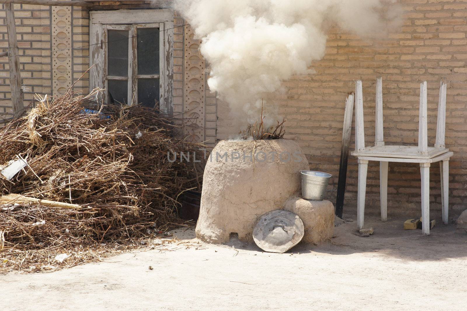 Traditional clay stoves, ancient city of Khiva, Uzbekistan