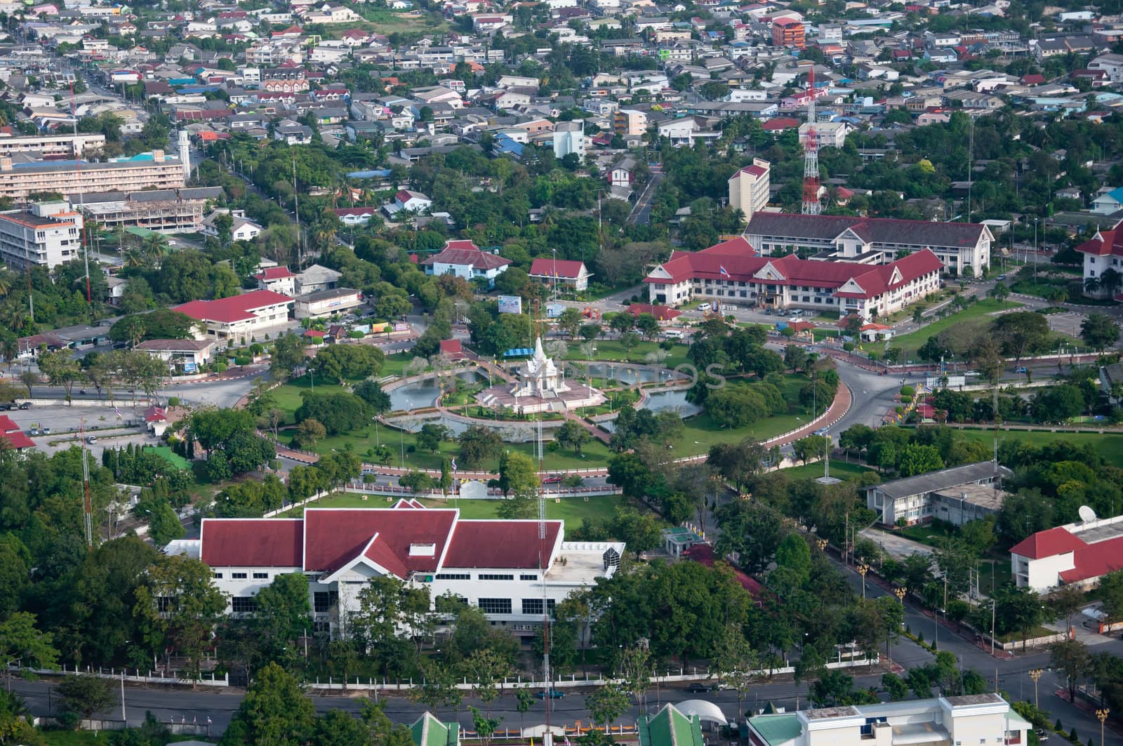 yala city pillar, thailand - bird eyes view