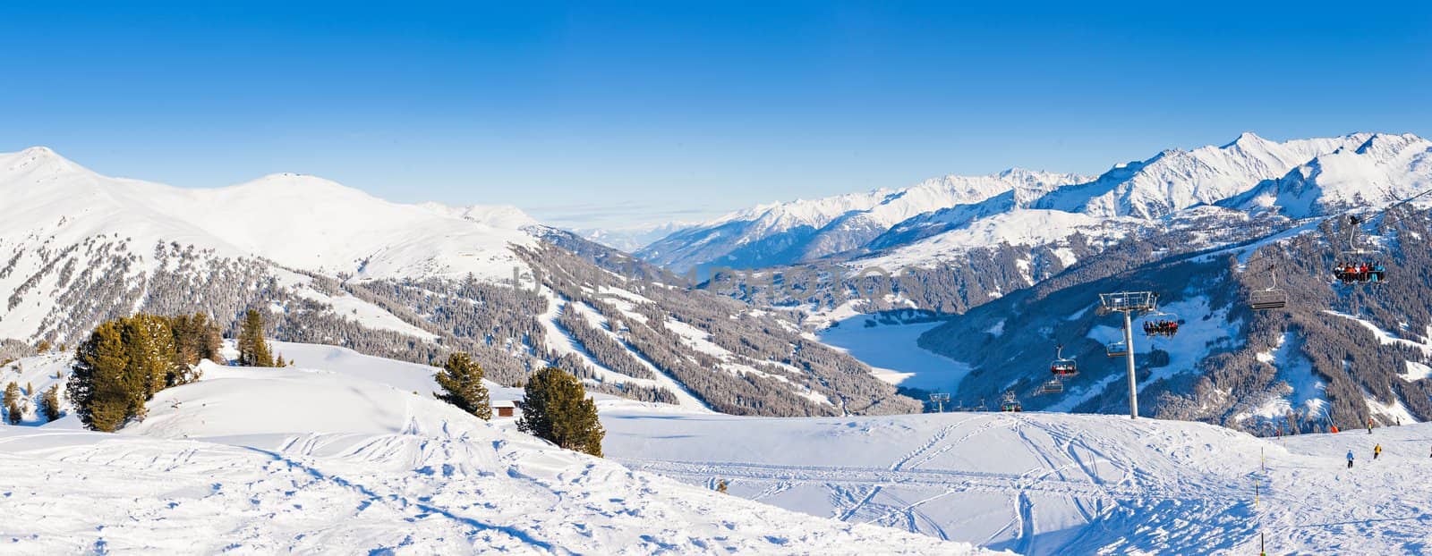 Winter landscape - Panorama of the ski resort Zell am Ziller, Tirol, Austria