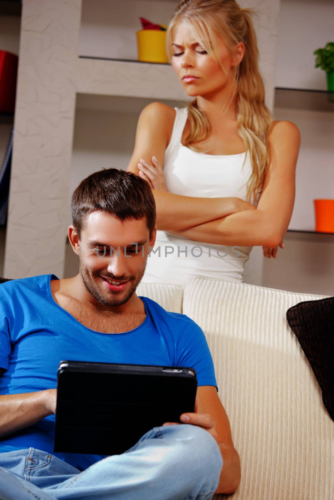 bright picture of couple with tablet PC