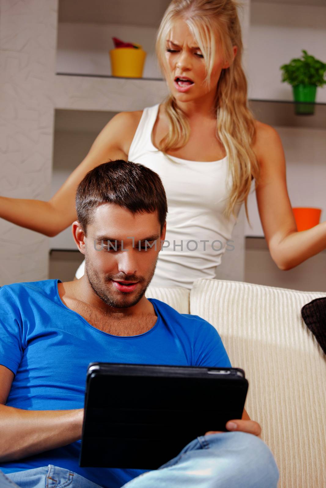 bright picture of couple with tablet PC