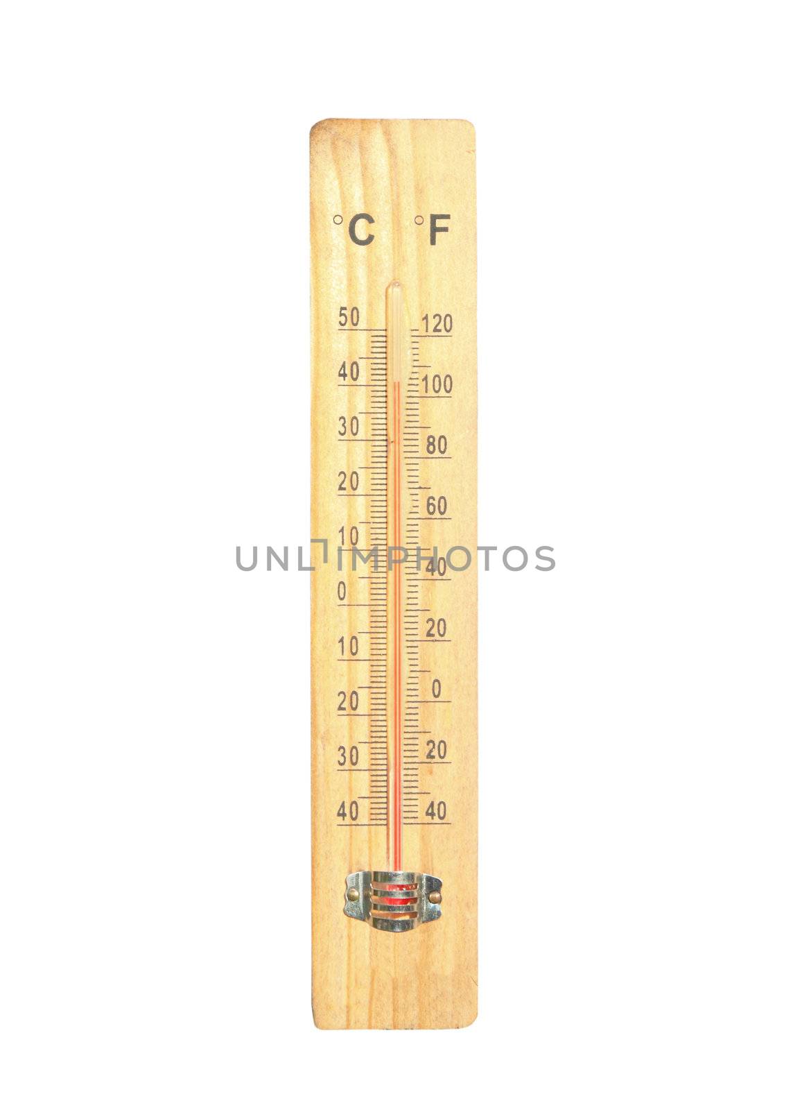 Thermometer on the wooden and high temperatures by geargodz
