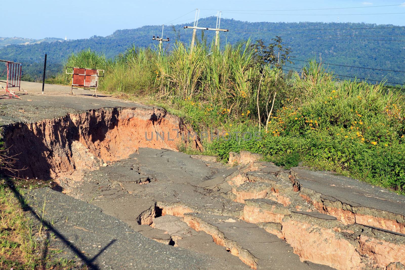 damaged mountain road