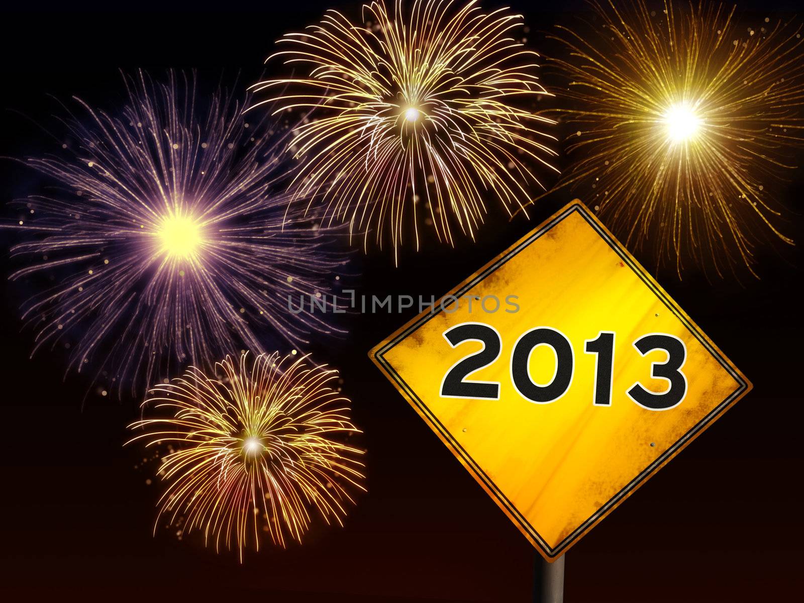 Happy New Year fireworks road by cienpies