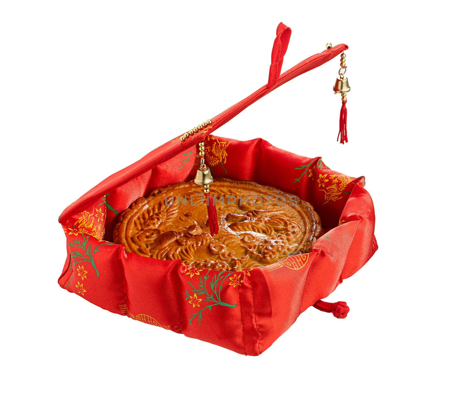 moon cake in the pretty gift box for Chinese new year festival