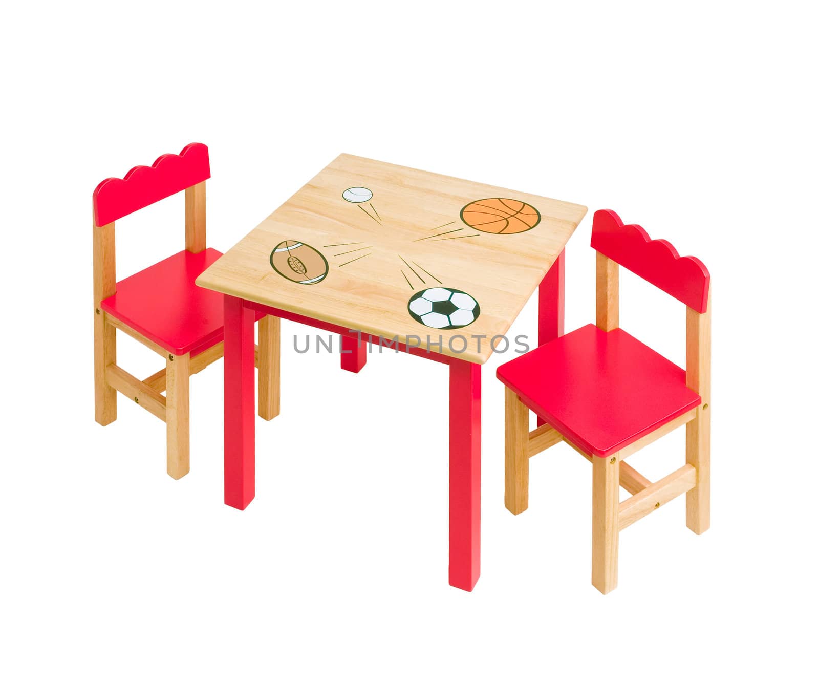 nice table and chairs in red color for kid 