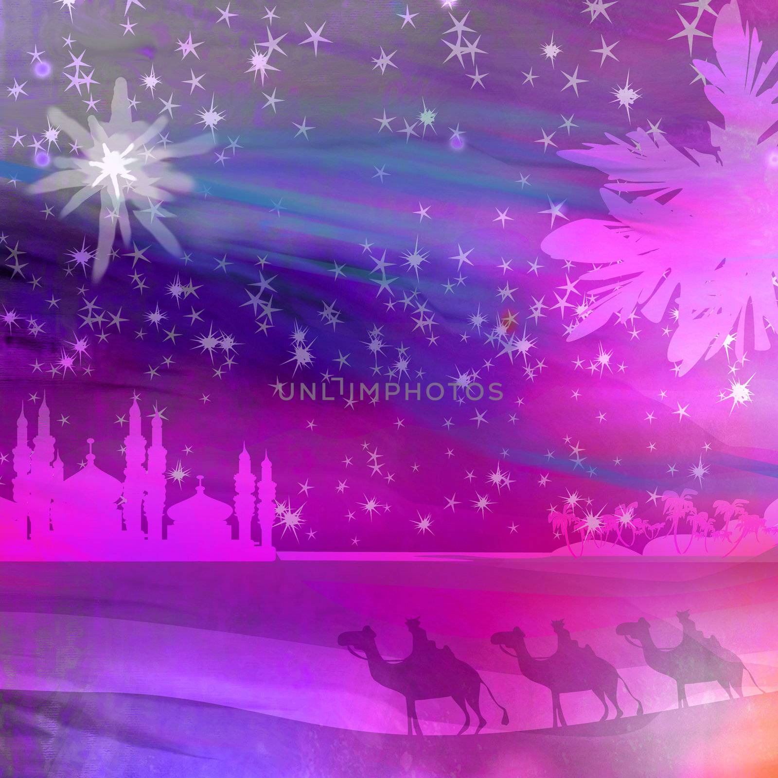 Classic three magic scene and shining star of Bethlehem by JackyBrown