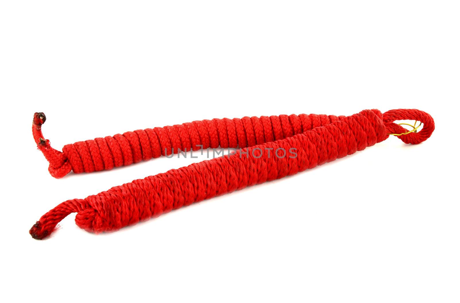 red climbing rope isolated on white background