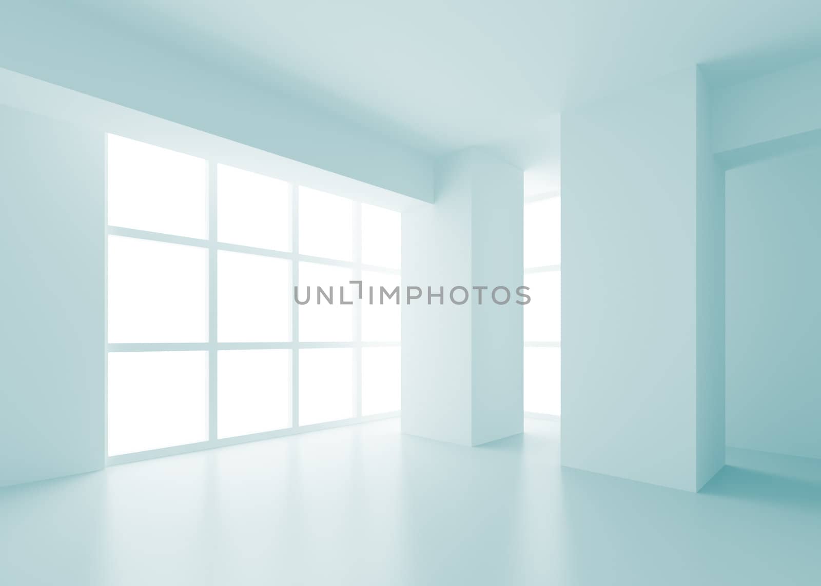 3d Illustration of Blue Abstract Interior Design