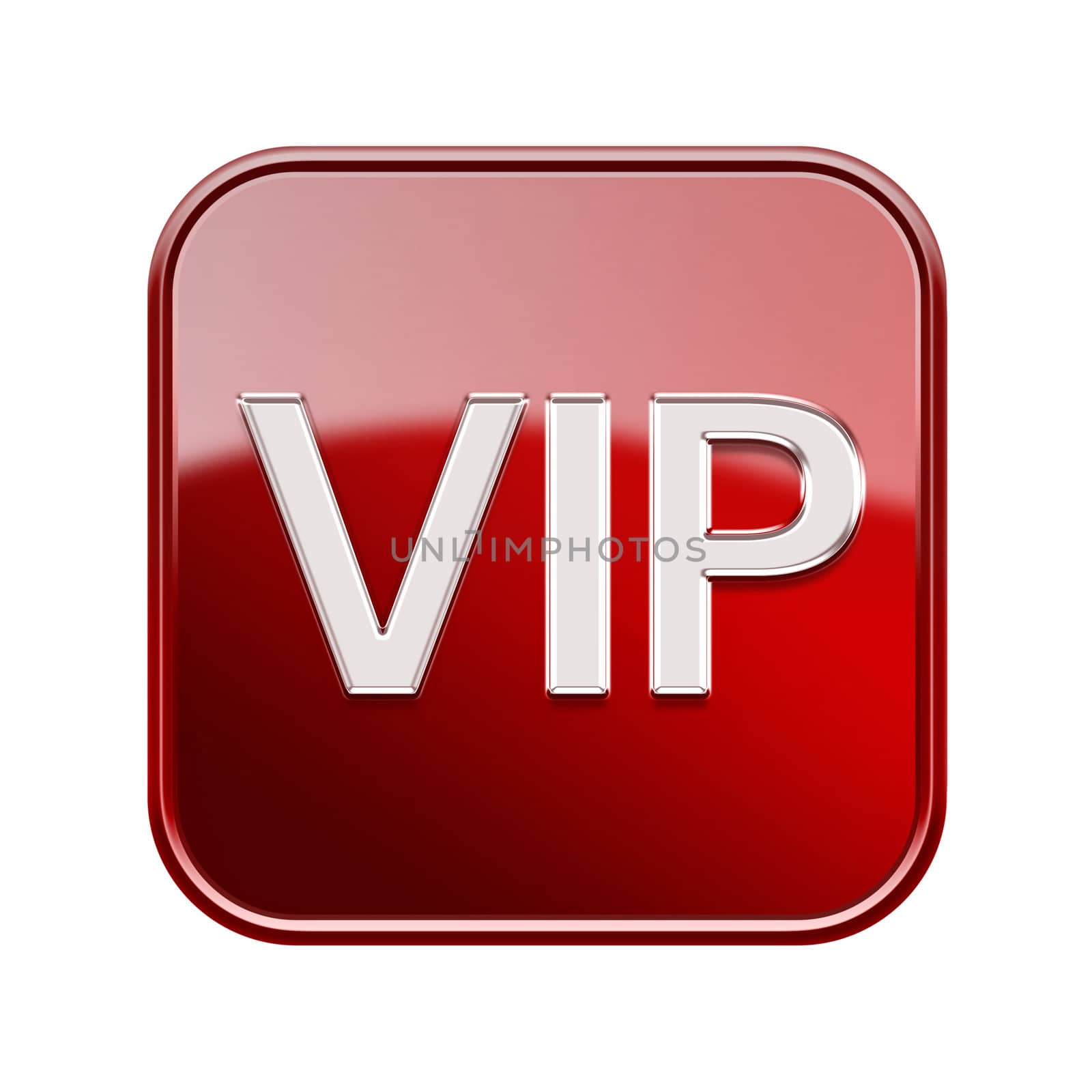 VIP icon glossy red, isolated on white background