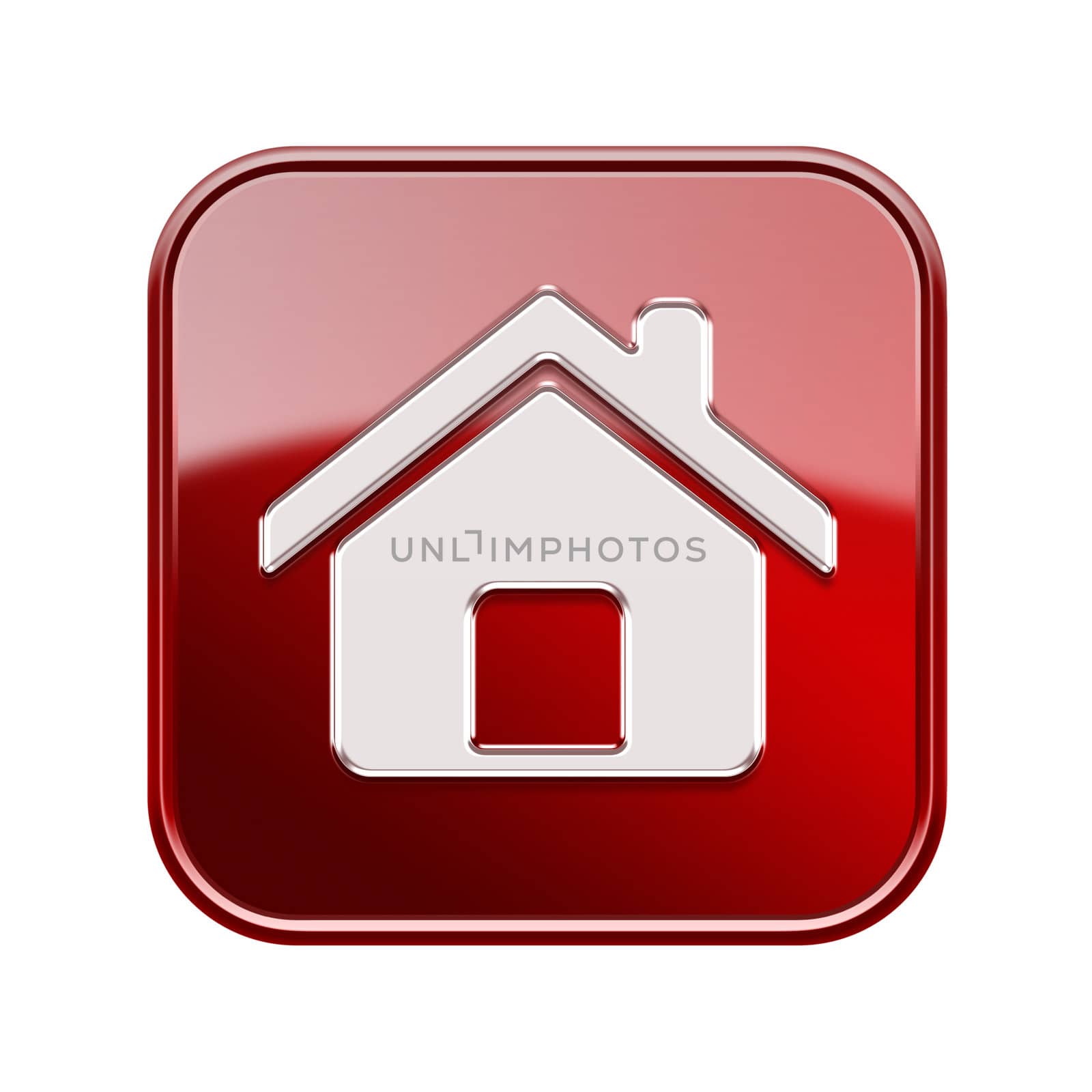 House icon glossy red, isolated on white background