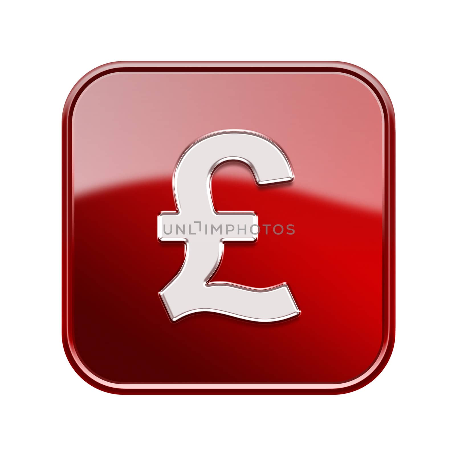 Pound icon glossy red, isolated on white background