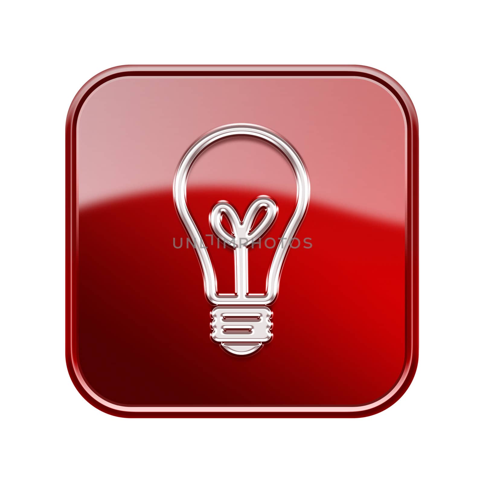 lightbulb icon glossy red, isolated on white background