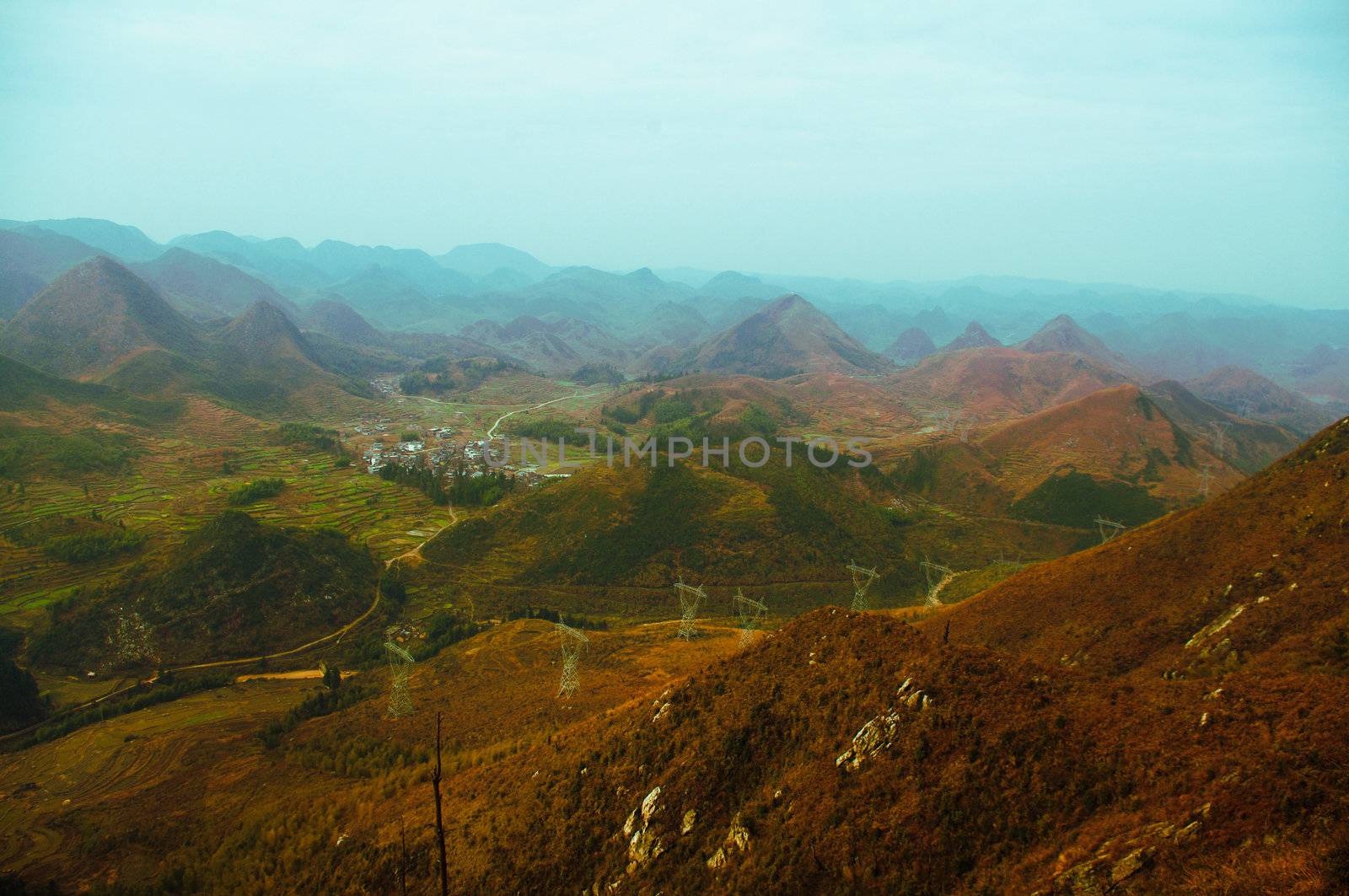 sunset at karst landform of chinese Guilin