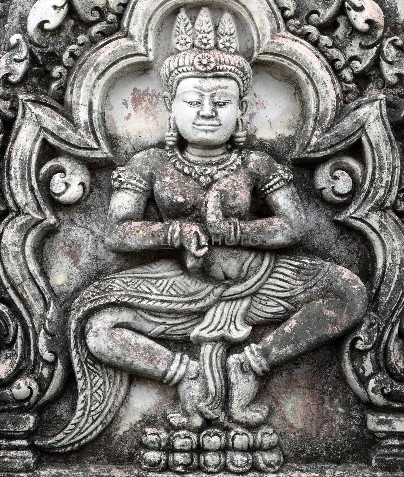 Texture background surface brick wall buddha statue by geargodz