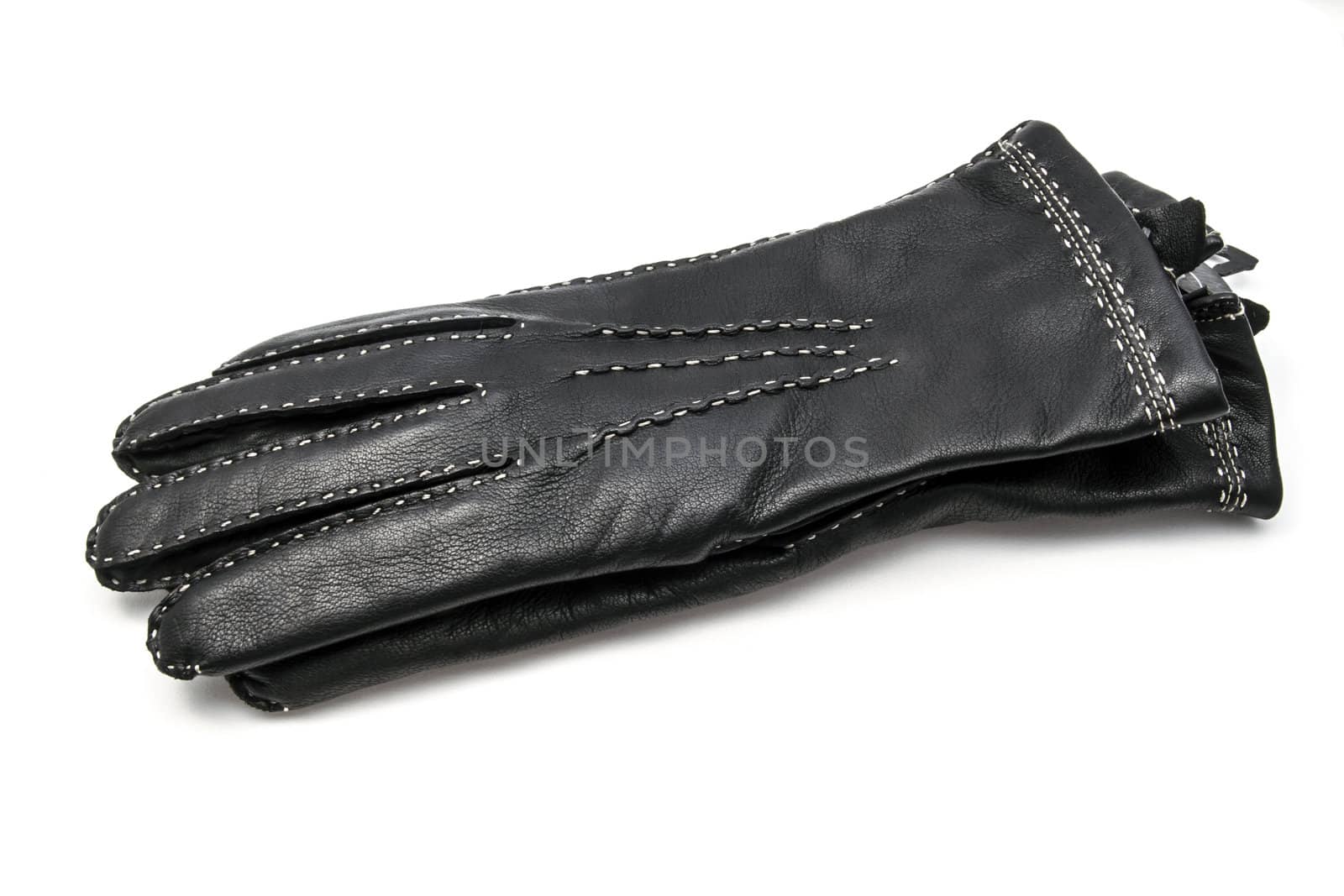 Black leather gloves isolated on white background