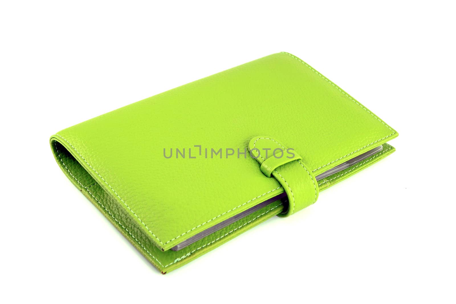 green purse on a white background