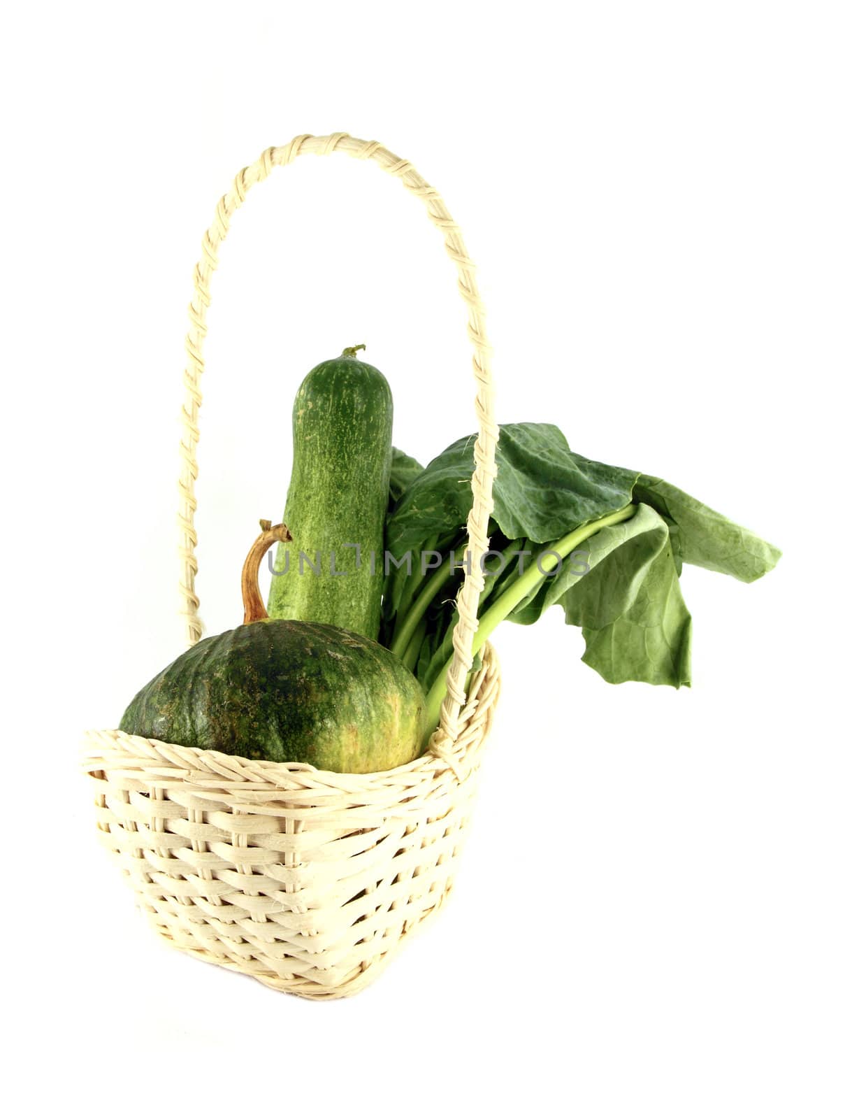 vegerables mix in basket on white background by geargodz